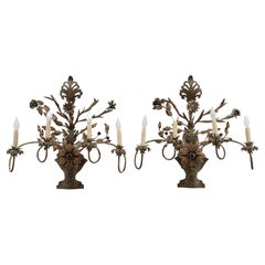 Pair of Unique Sculpted Metal Sconces