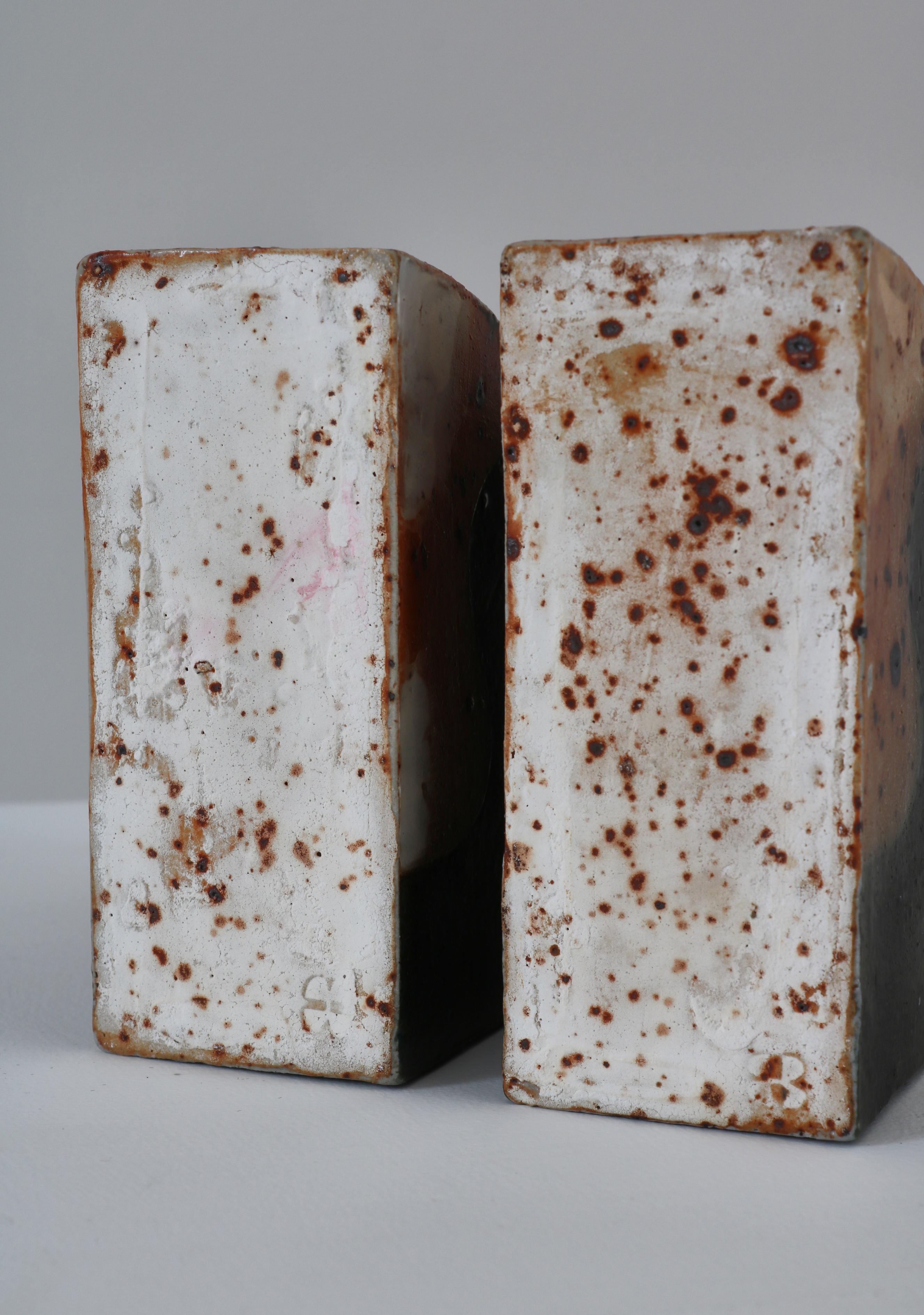 Pair of Unique Sculptural Stoneware Vases by Bente Hansen, Denmark, 1970s For Sale 7