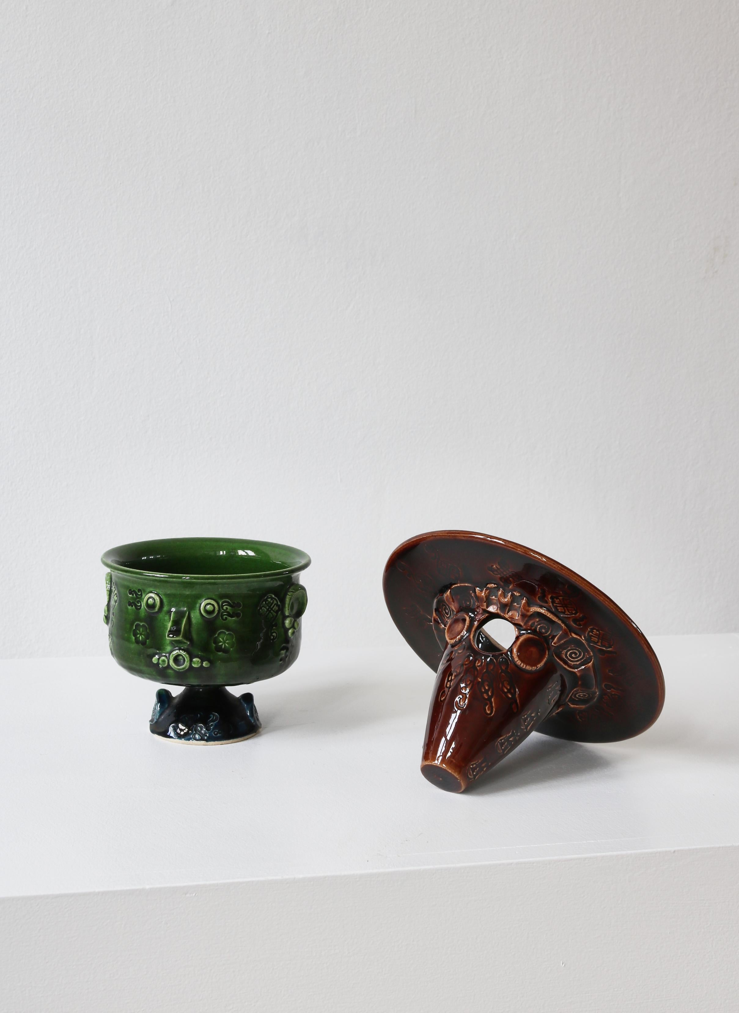 Pair of Unique Sculptural Stoneware Vases by Bjørn Wiinblad, Own Studio, 1970s  For Sale 2