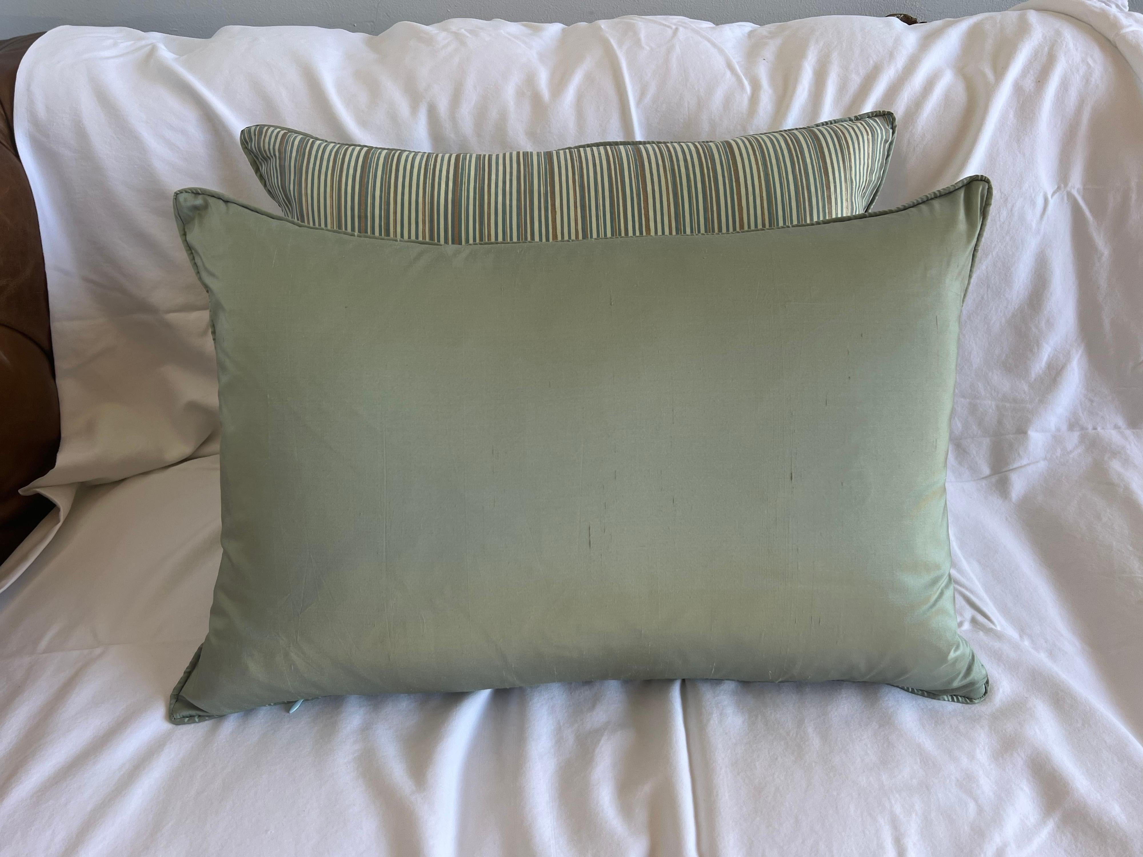 Pair of Unique Striped Fortuny Textile Pillows For Sale 1