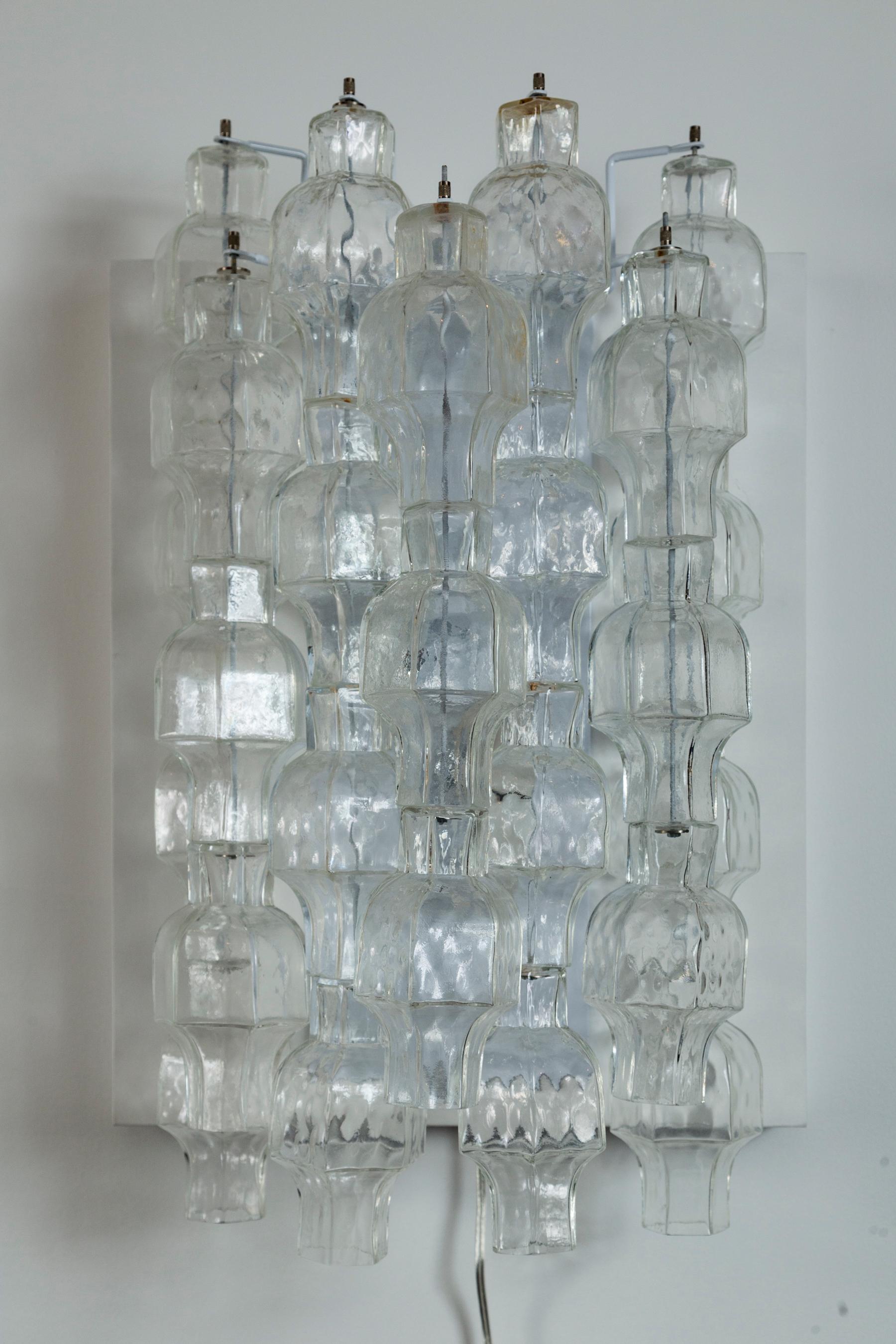 Pair of Unique Venini Style Crystal Blown Wall Lights, UL Certified In Good Condition For Sale In Westport, CT