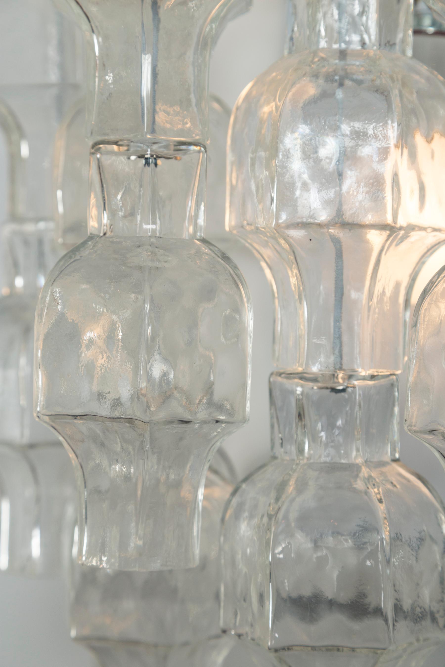 Mid-20th Century Pair of Unique Venini Style Crystal Blown Wall Lights, UL Certified For Sale