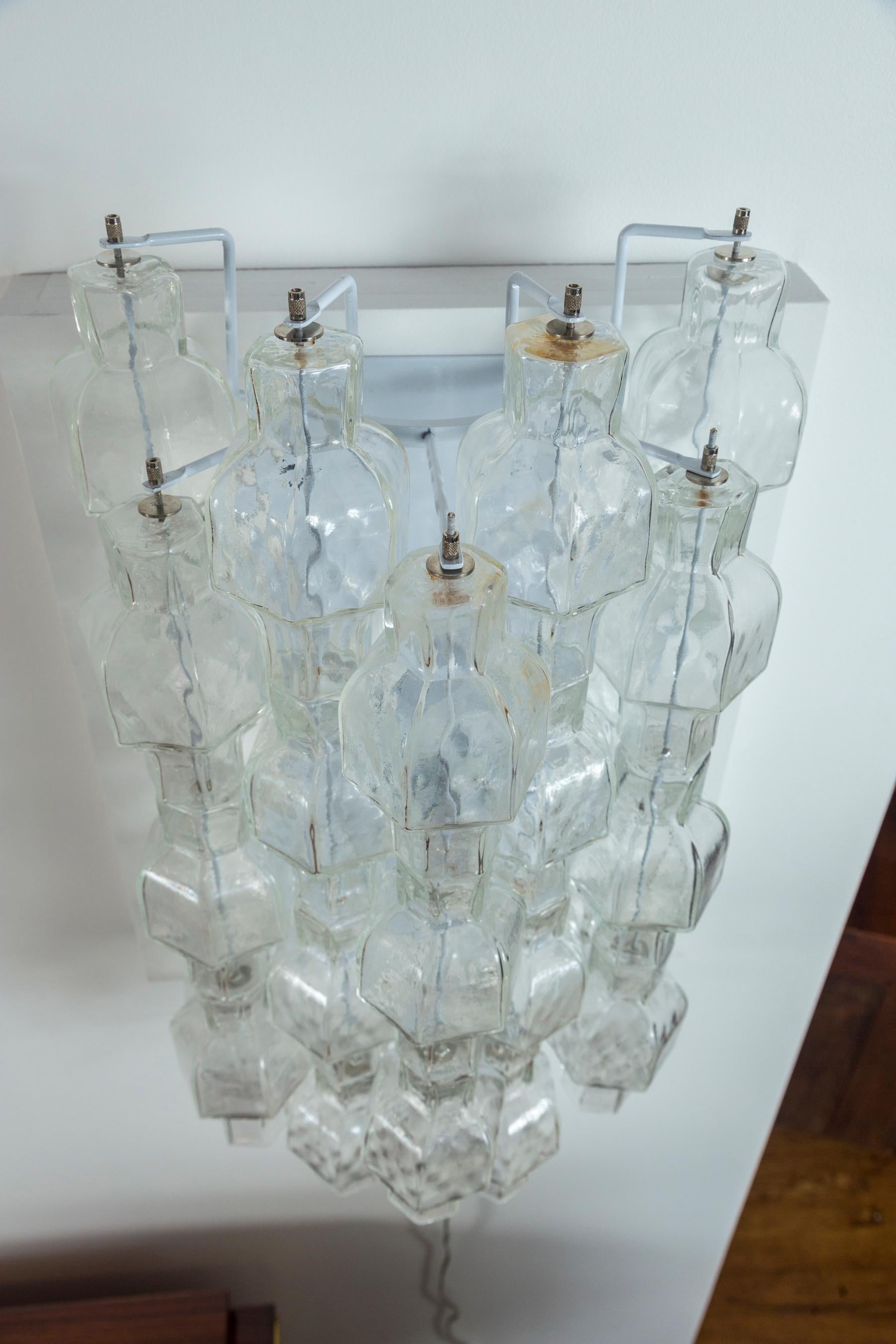 Pair of Unique Venini Style Crystal Blown Wall Lights, UL Certified For Sale 2