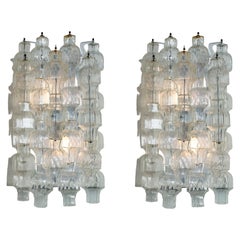 Ein Paar einzigartige Venini Style Crystal Blown Wall Lights, UL zertifiziert
