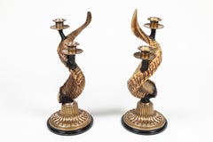 Pair of Unique Victorian Horn Candlesticks on Brass Base