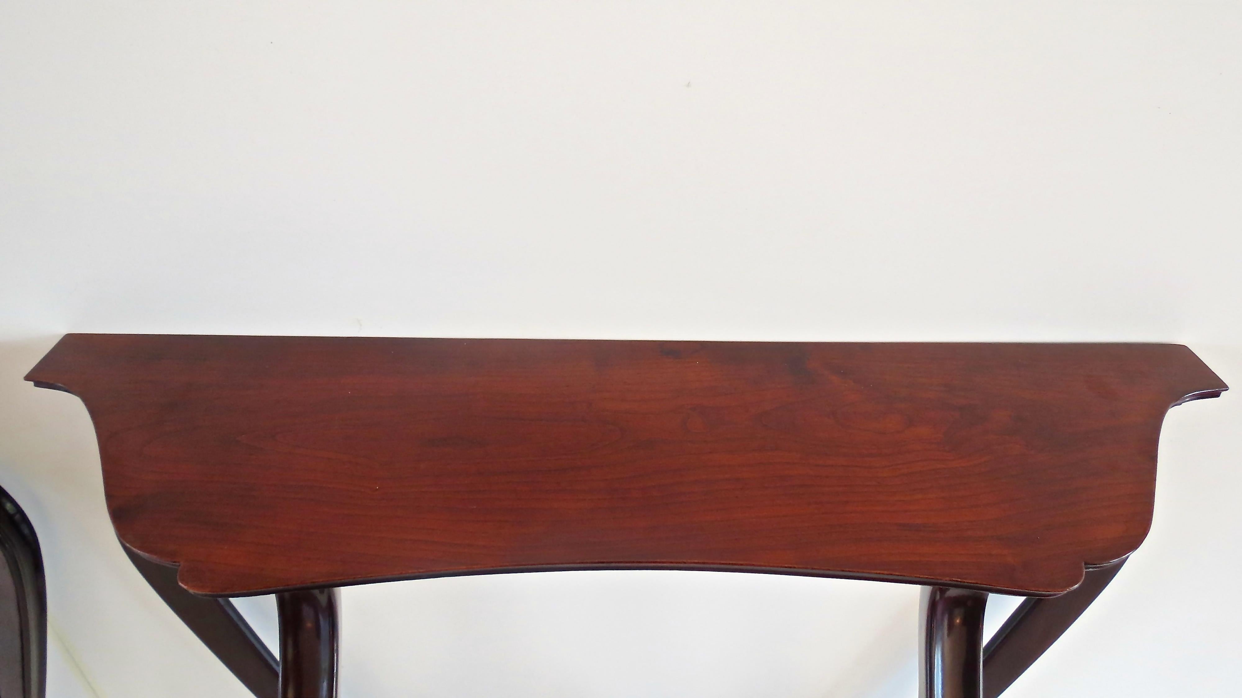 Mid-Century Modern Pair of Unique Walnut Curved Console by Arch. Tempestini, 1940-1950