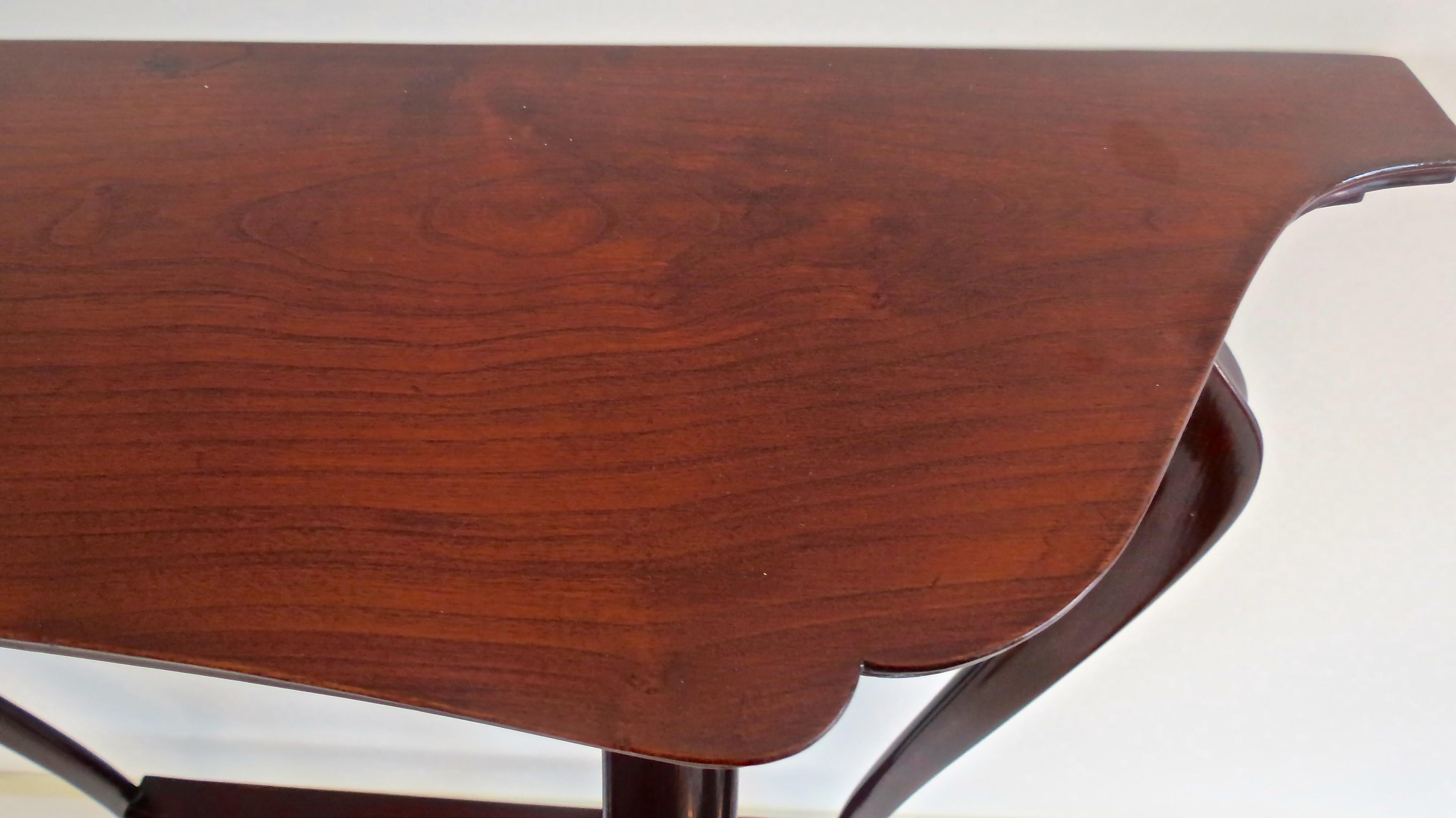 Mid-20th Century Pair of Unique Walnut Curved Console by Arch. Tempestini, 1940-1950