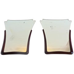 Pair of Unique Walnut Wall Mirrors by Arch. Tempestini, 1940-1950