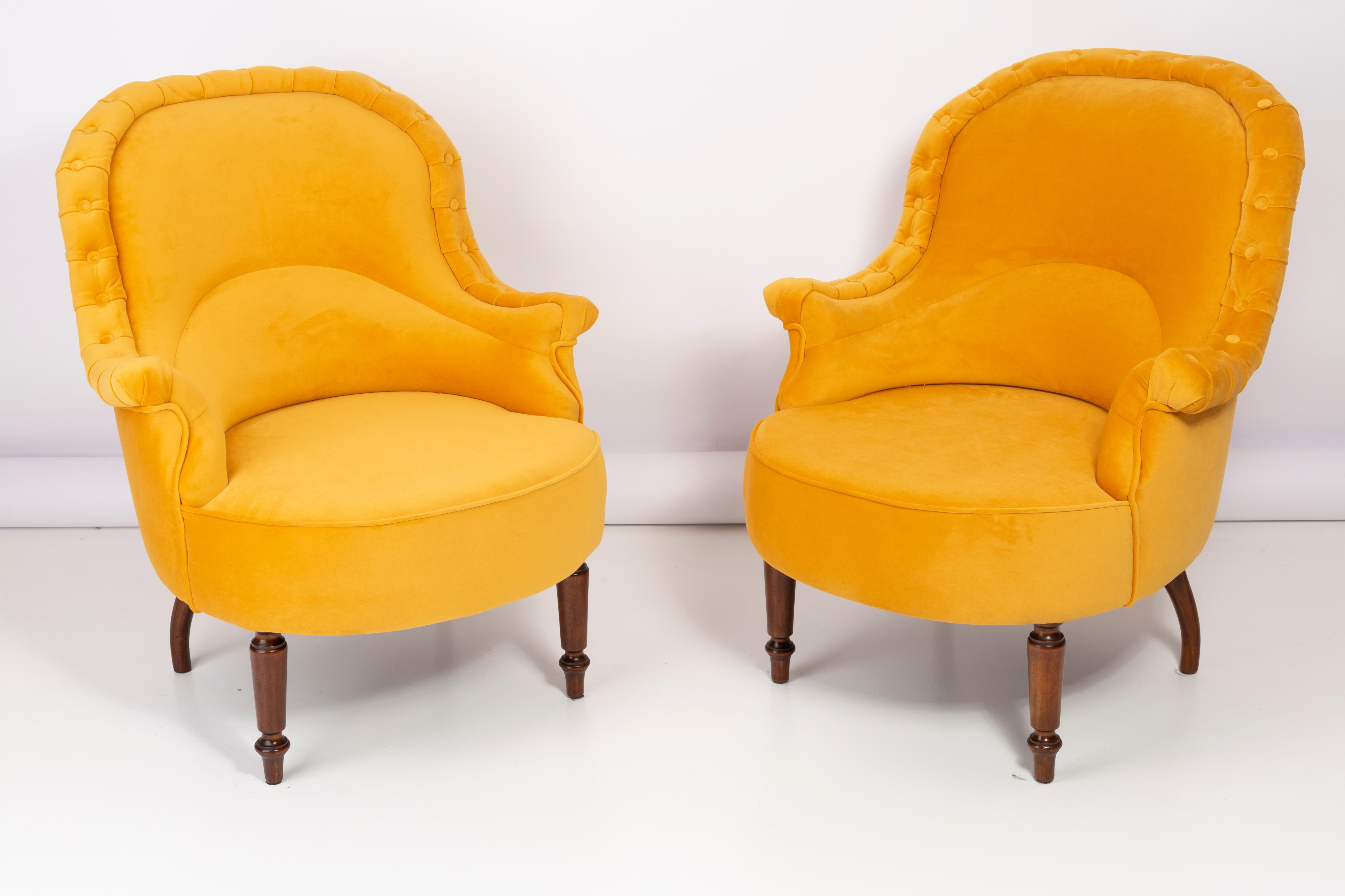 Mid-Century Modern Pair of Unique Yellow Mustard Armchairs, 1930s, Germany For Sale