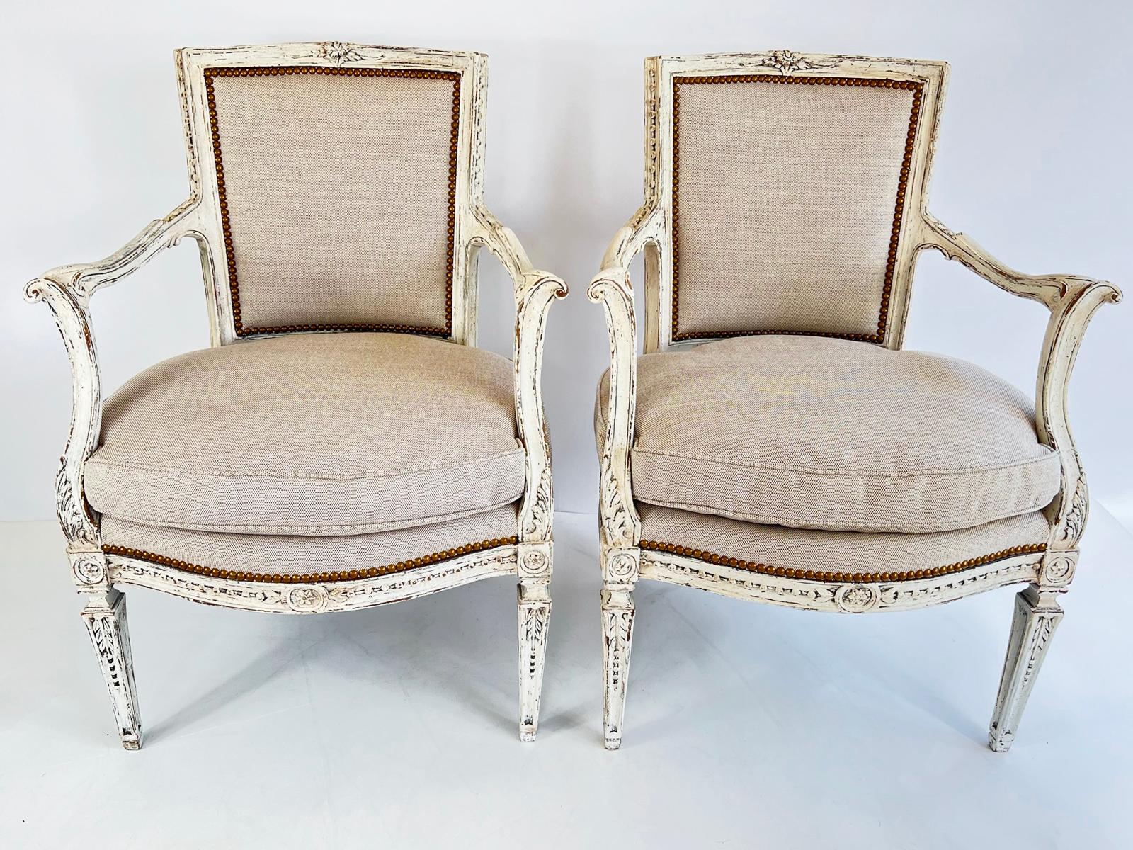 Pair of Uniquely Carved, Painted Italian Armchairs For Sale 1
