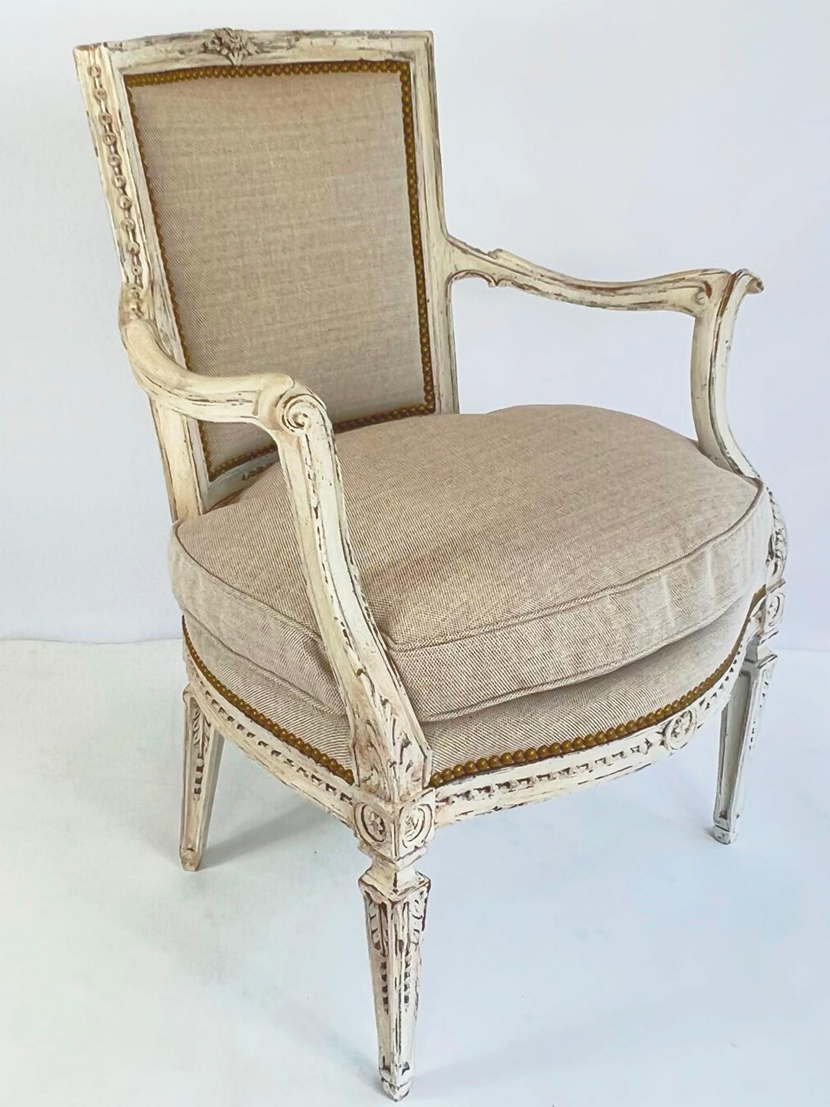 Pair of Uniquely Carved, Painted Italian Armchairs For Sale 2