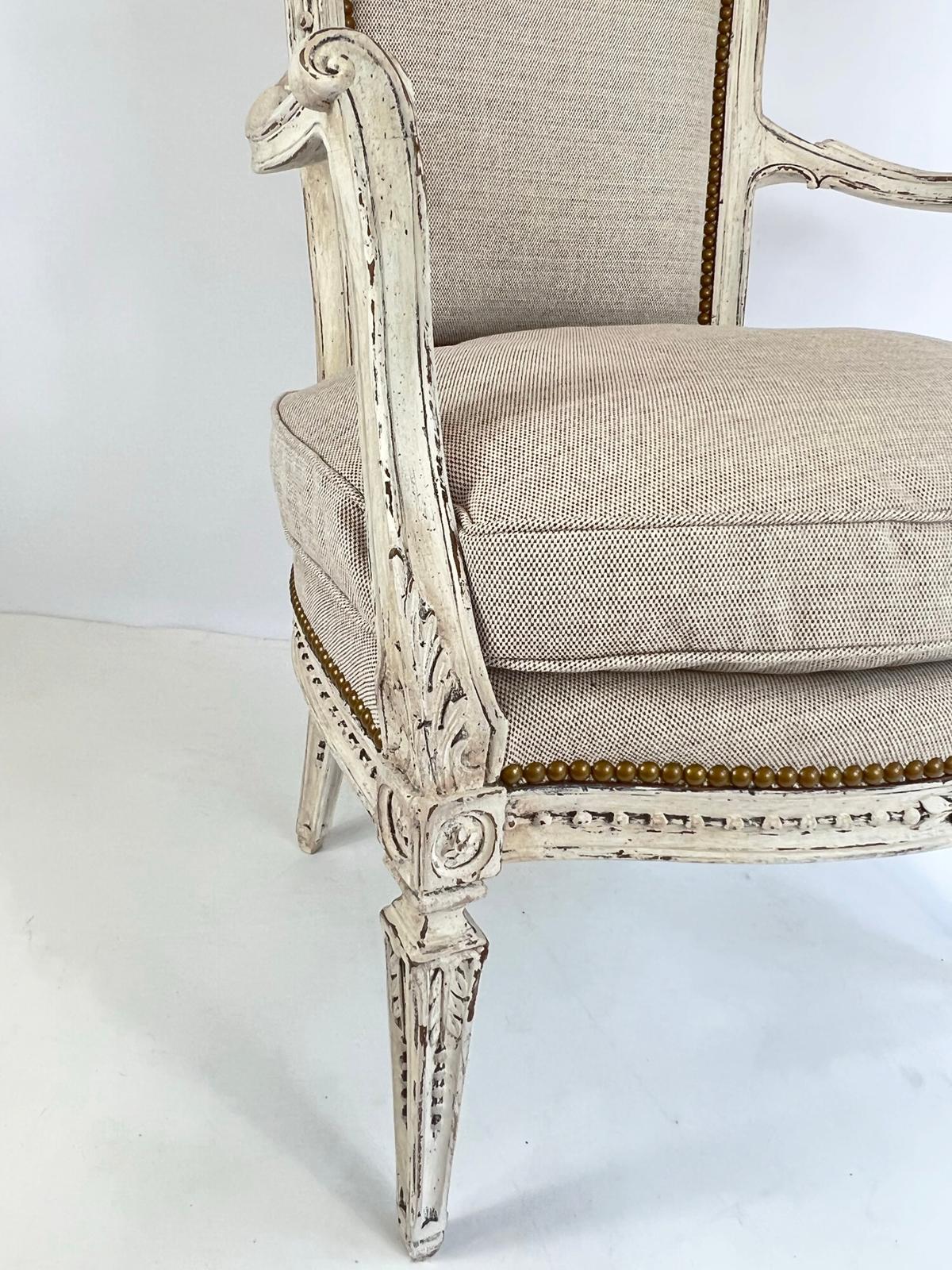 Pair of Uniquely Carved, Painted Italian Armchairs For Sale 4