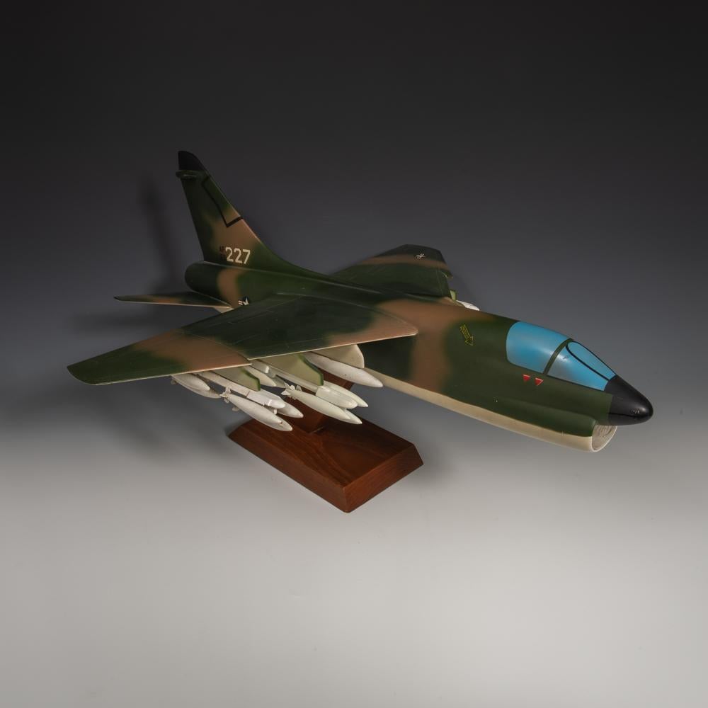 Aluminum Pair of United States Military A-7 Corsairs Model Fighter Jet Airplanes For Sale