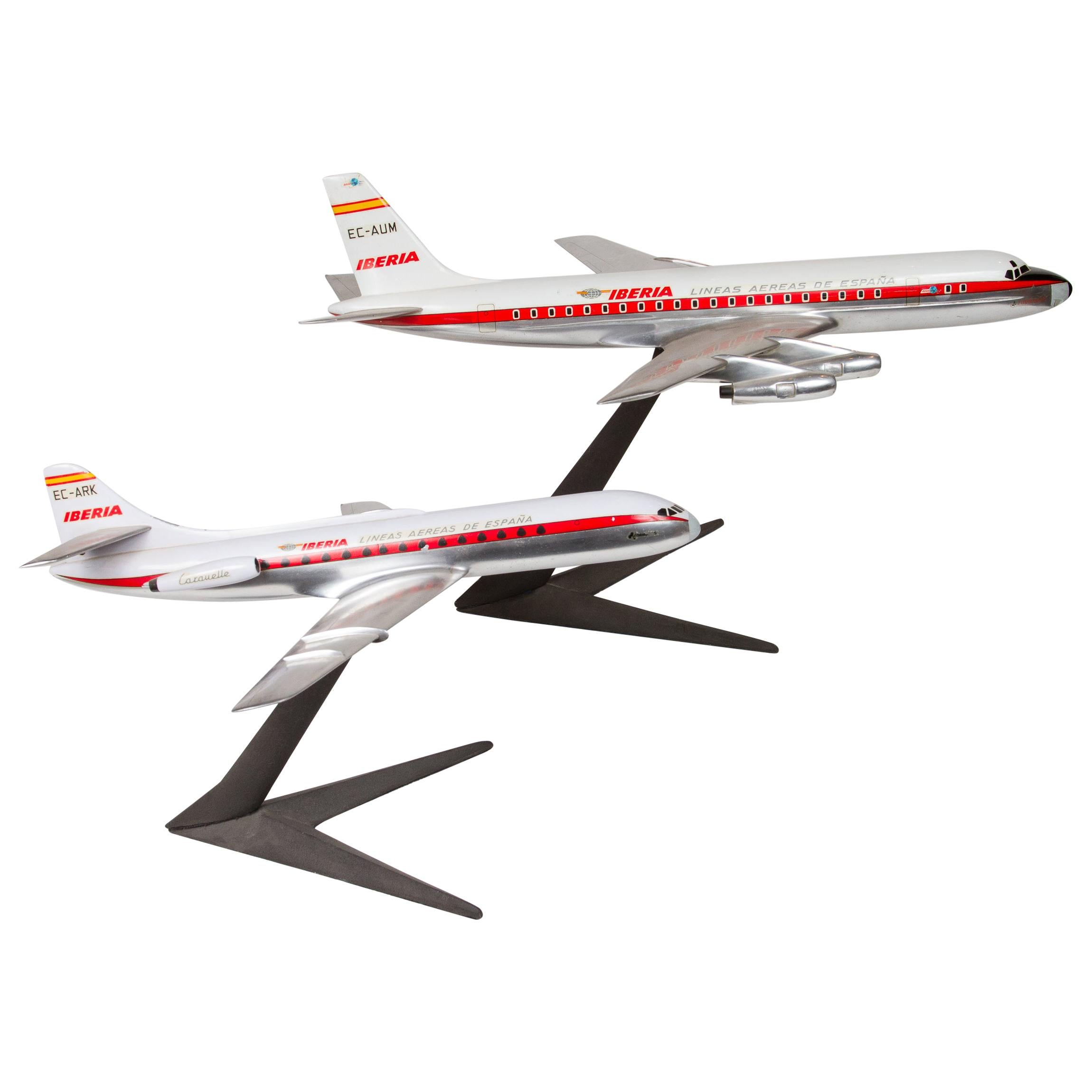 Pair of Unmatched of Solid Aluminium Iberia Airplane Models