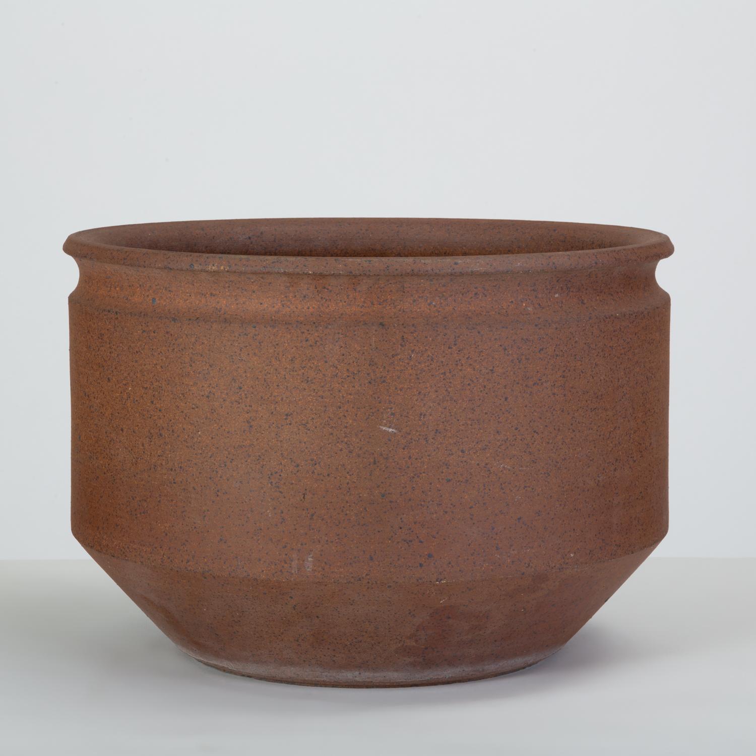 Unglazed Pair of Unscored Natural Stoneware Planters by David Cressey & Robert Maxwell