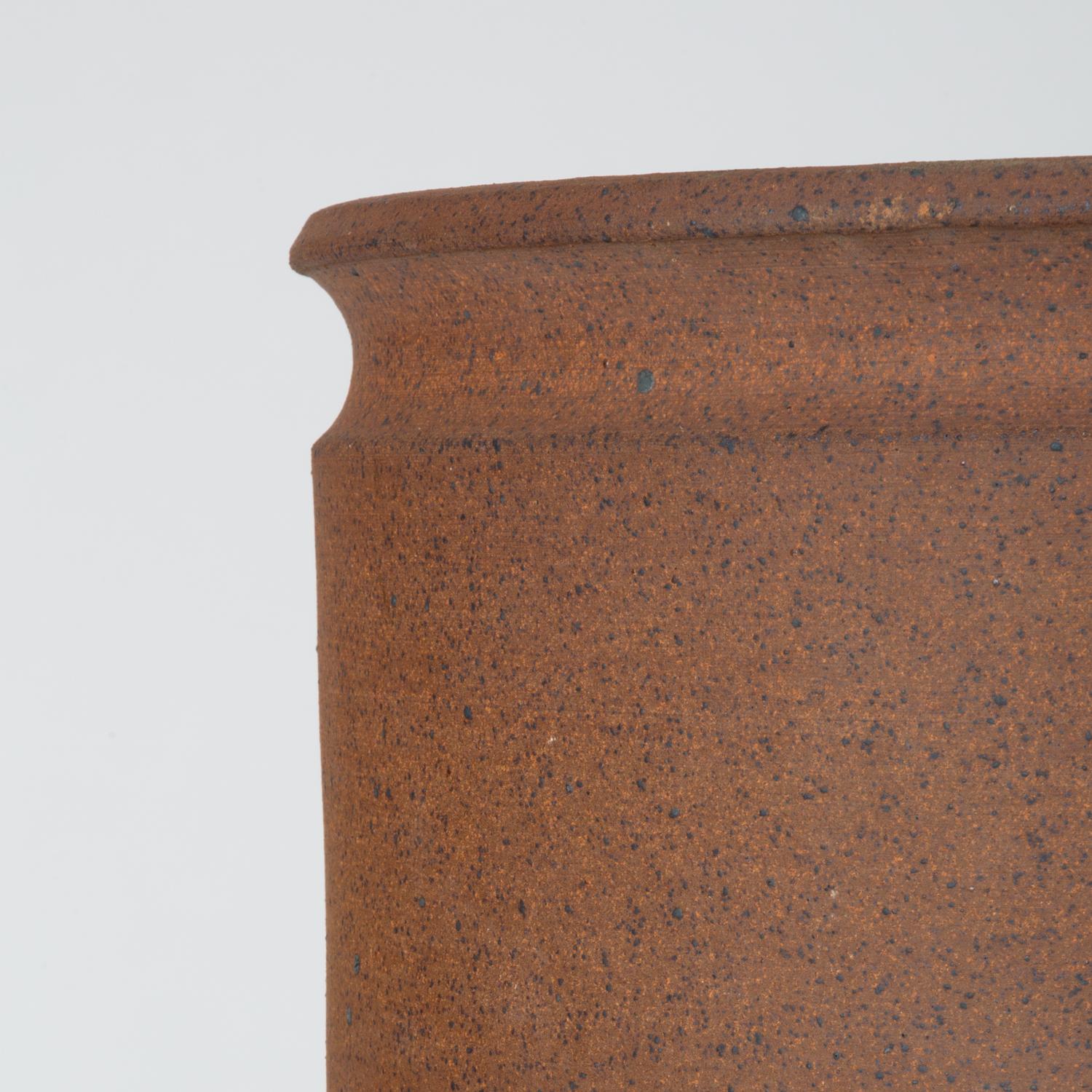 Late 20th Century Pair of Unscored Natural Stoneware Planters by David Cressey & Robert Maxwell