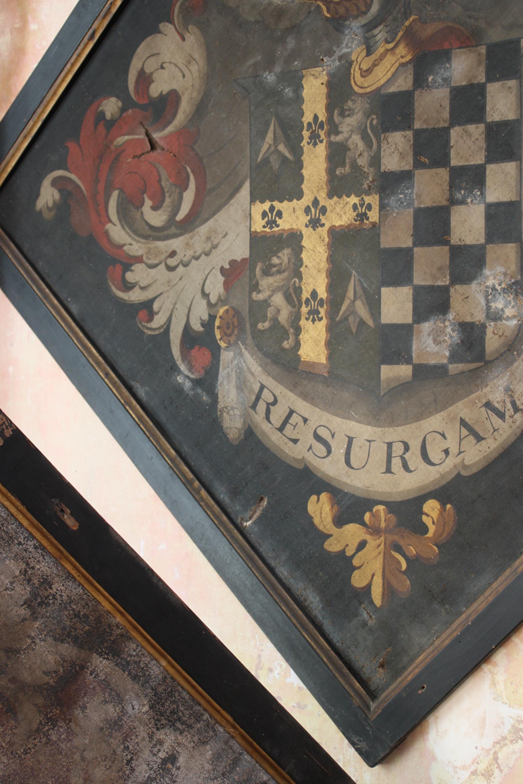 Pair of Untouched 18th Century Funeral Hatchments Coat of Arms Memento Mori 9