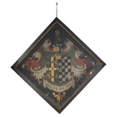 Pair of Untouched 18th Century Funeral Hatchments Coat of Arms Memento Mori