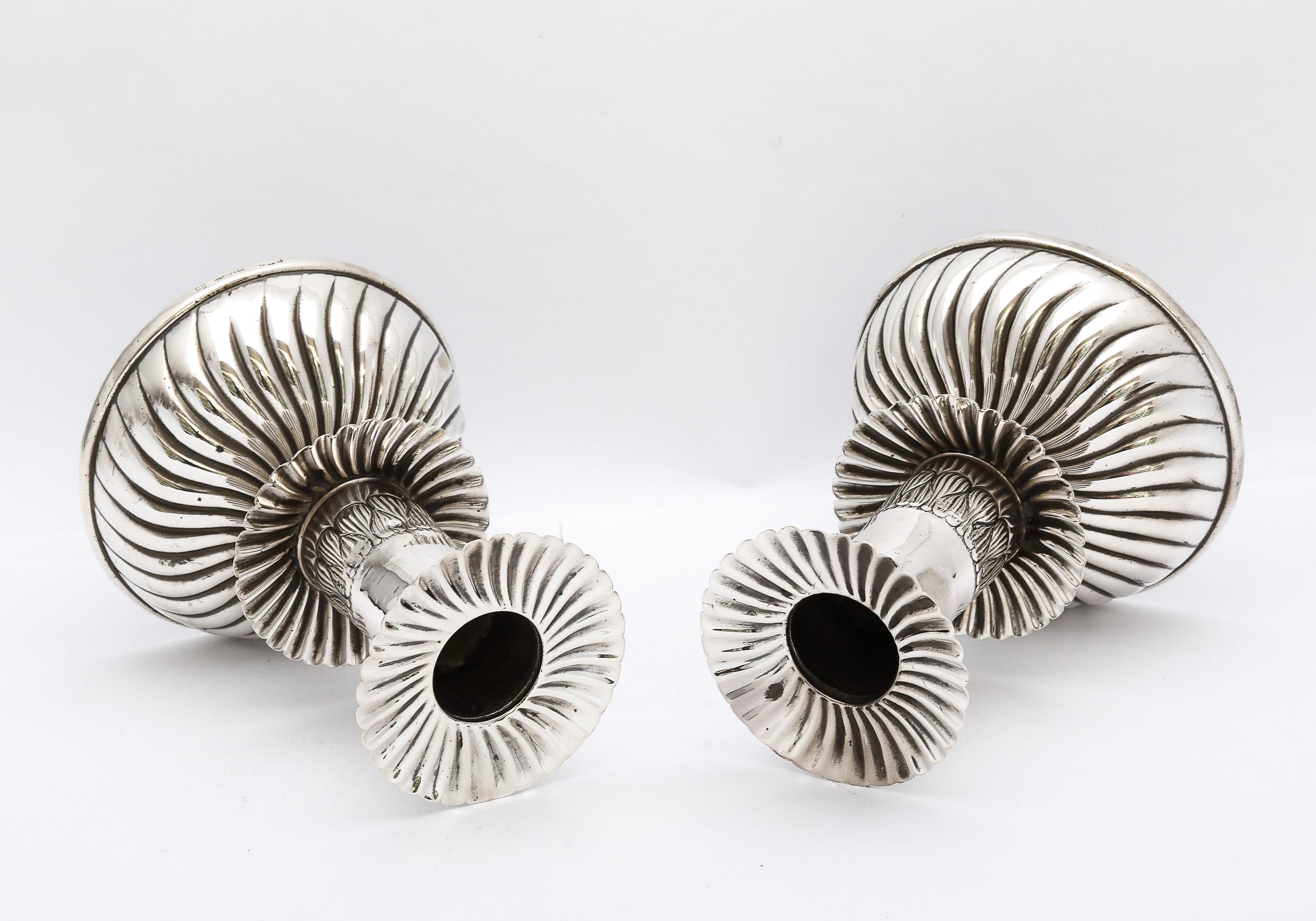 Sterling Silver Pair of Unusual 16th Century-Style Capstan Candlesticks For Sale