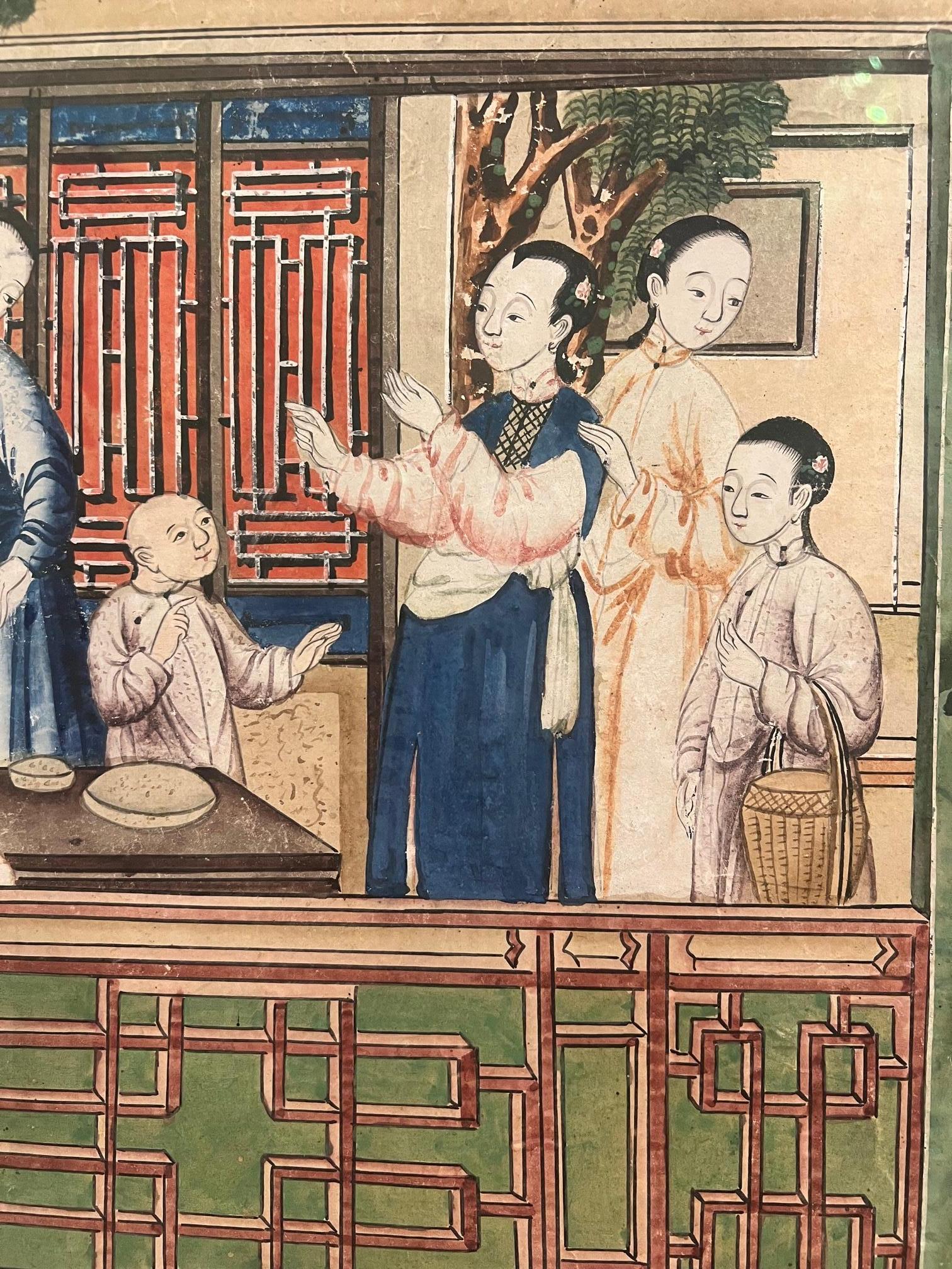 18th Century and Earlier Pair of Unusual 18th c Chinese Wallpaper Fragments