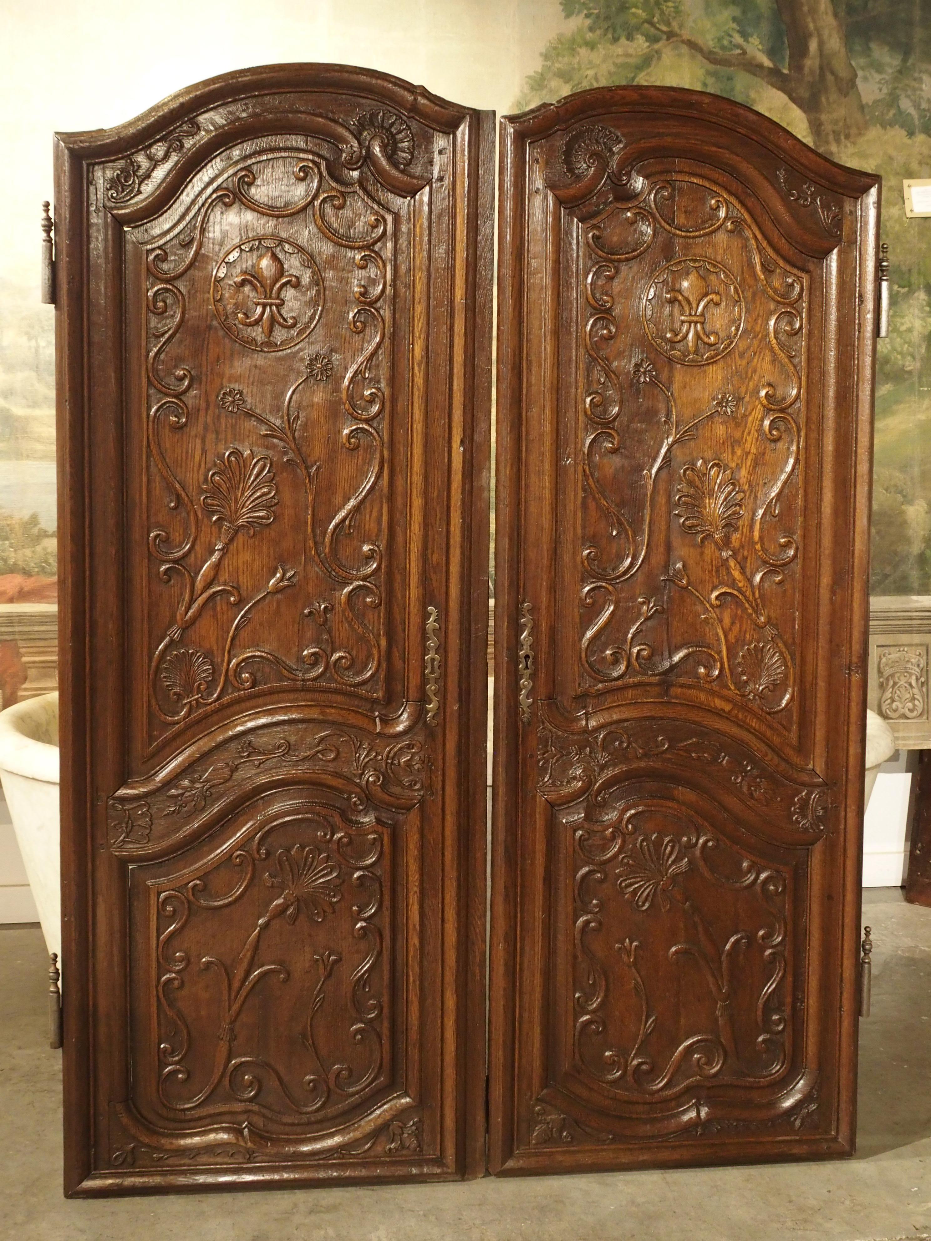 Pair of Unusual 18th Century French Oak Fleur-de-Lys Doors 5
