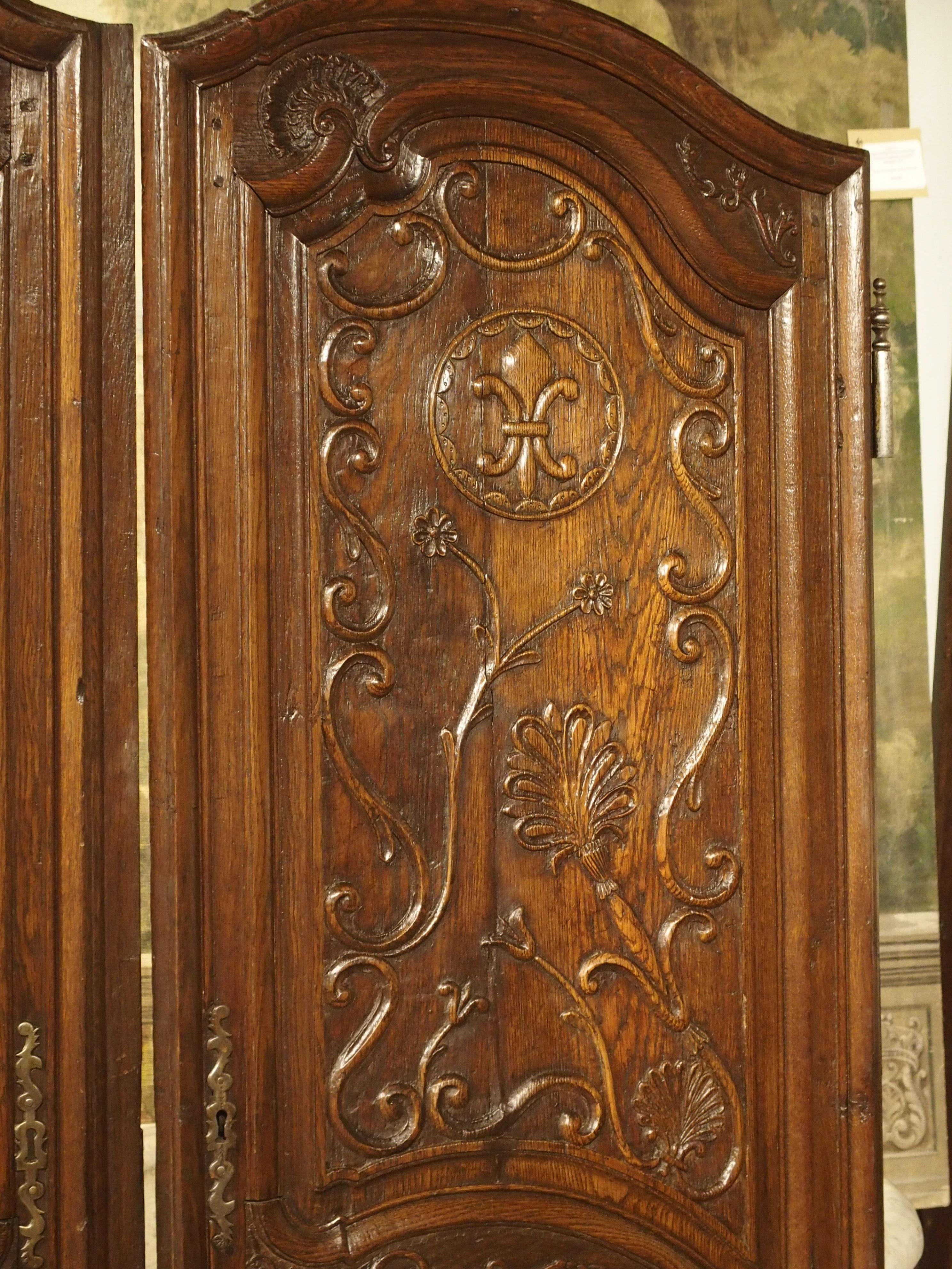 Pair of Unusual 18th Century French Oak Fleur-de-Lys Doors 9