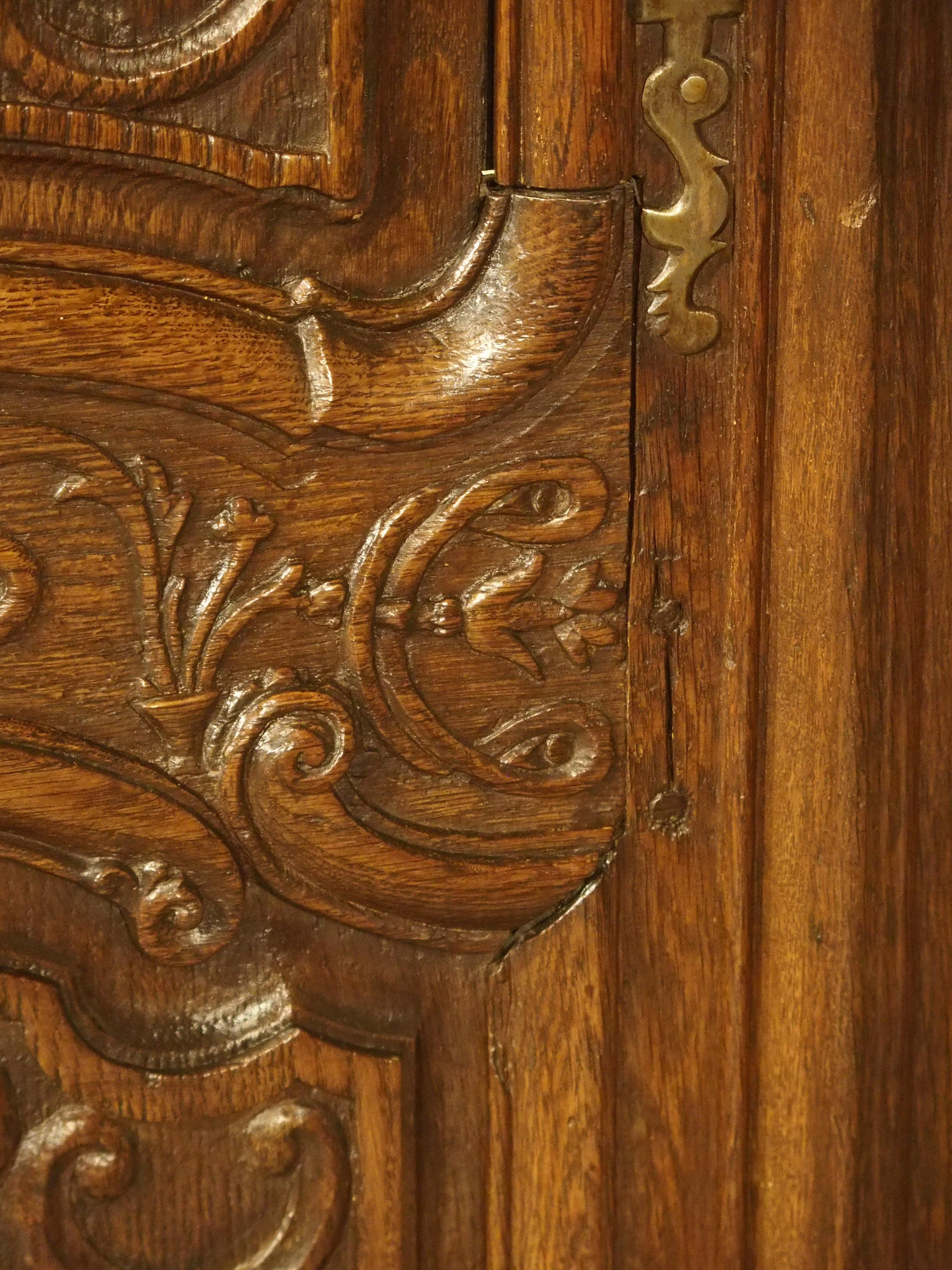 Hand-Carved Pair of Unusual 18th Century French Oak Fleur-de-Lys Doors