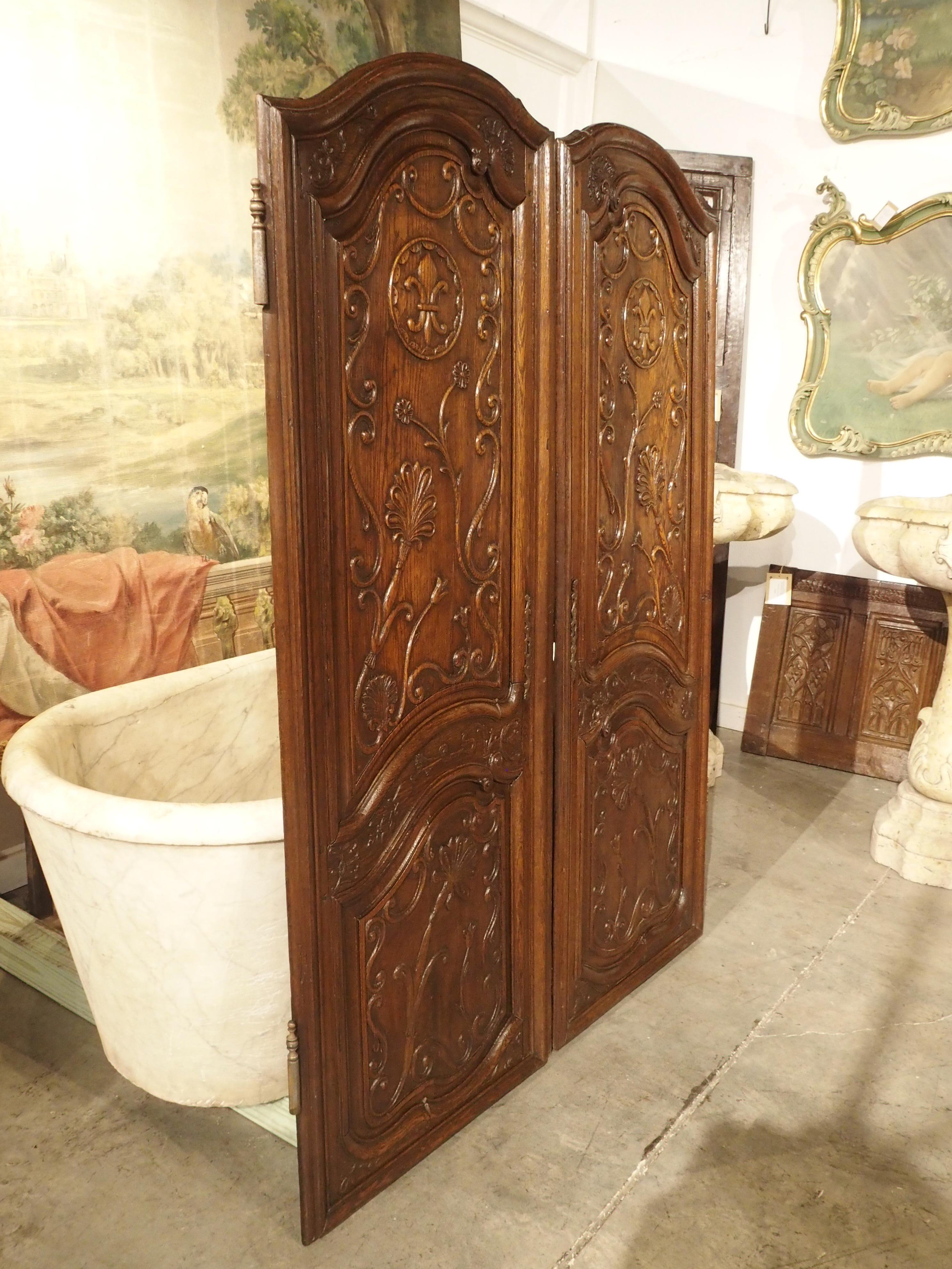 18th Century and Earlier Pair of Unusual 18th Century French Oak Fleur-de-Lys Doors