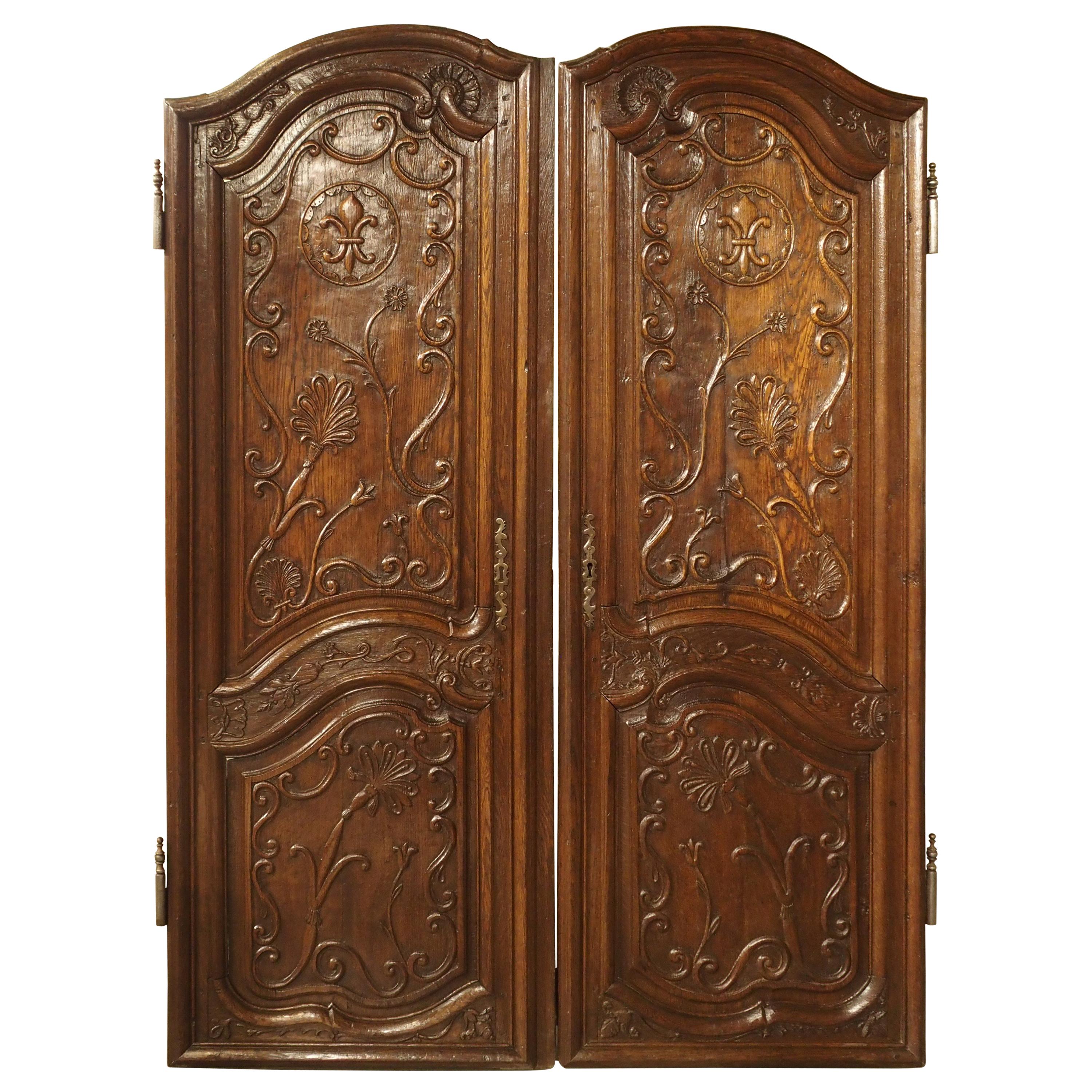 Pair of Unusual 18th Century French Oak Fleur-de-Lys Doors