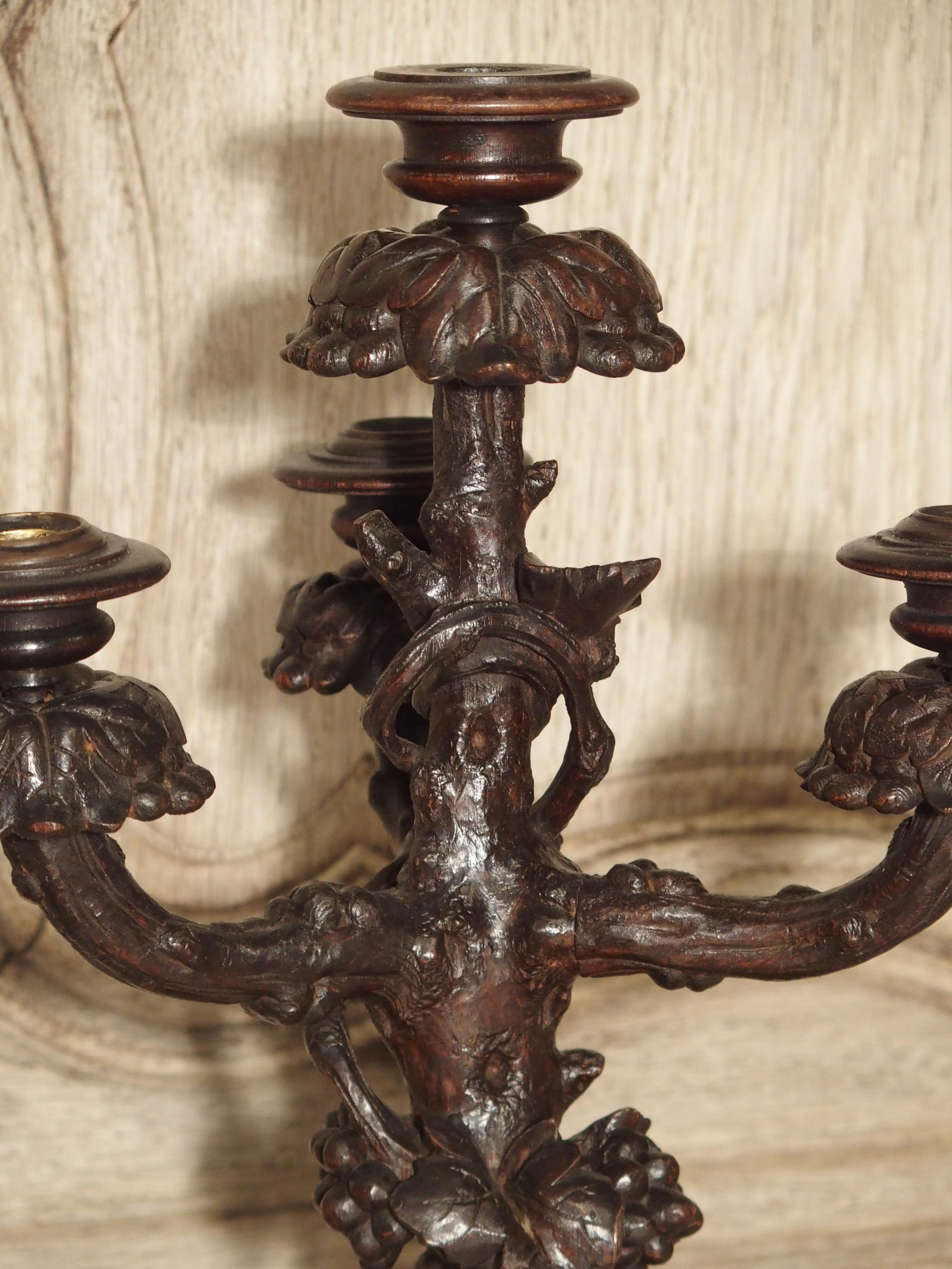 Pair of Unusual 19th Century Black Forest Candelabras 6