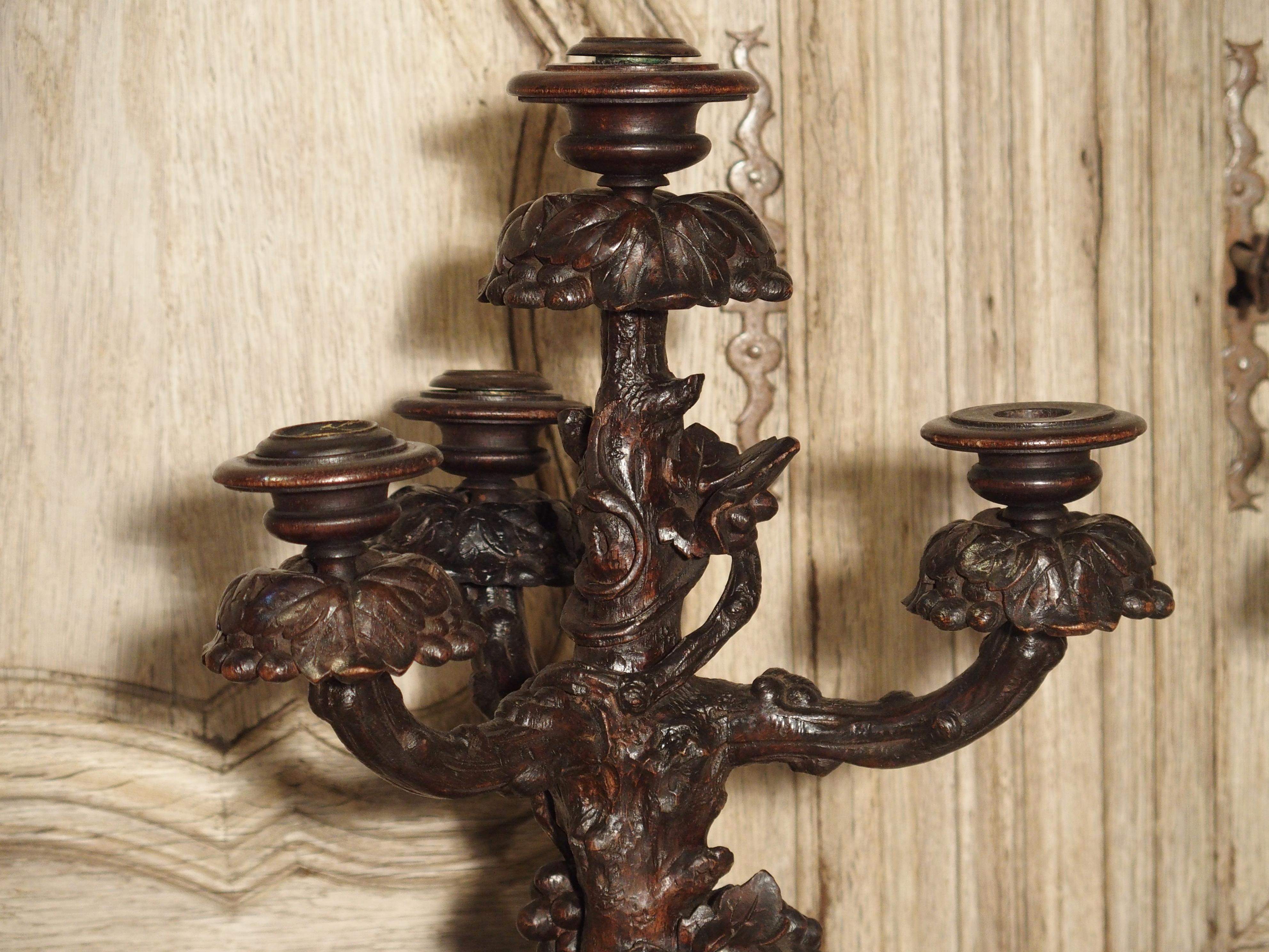 Pair of Unusual 19th Century Black Forest Candelabras 7