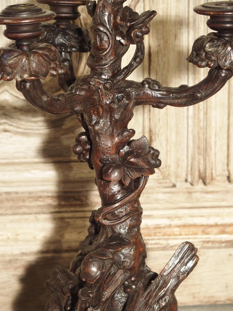 Pair of Unusual 19th Century Black Forest Candelabras at 1stDibs