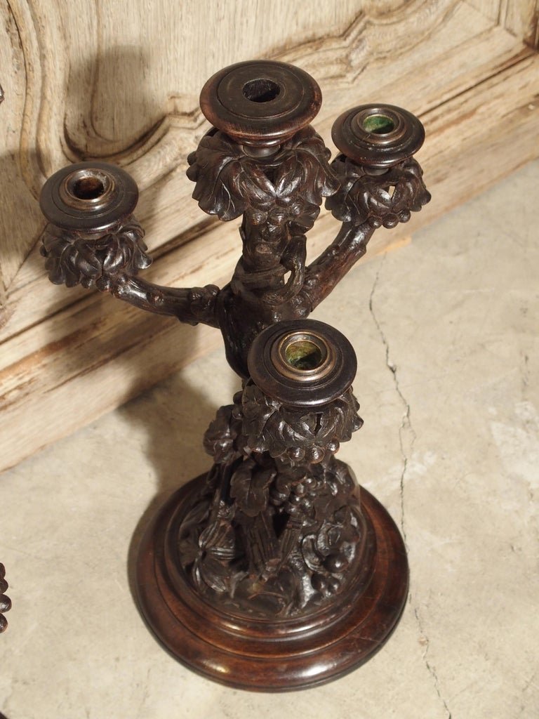 Pair of Unusual 19th Century Black Forest Candelabras at 1stDibs