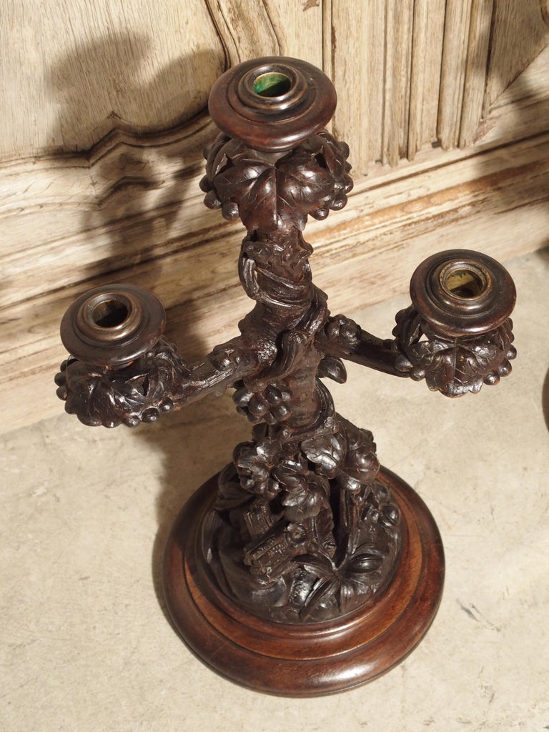 Pair of Unusual 19th Century Black Forest Candelabras at 1stDibs