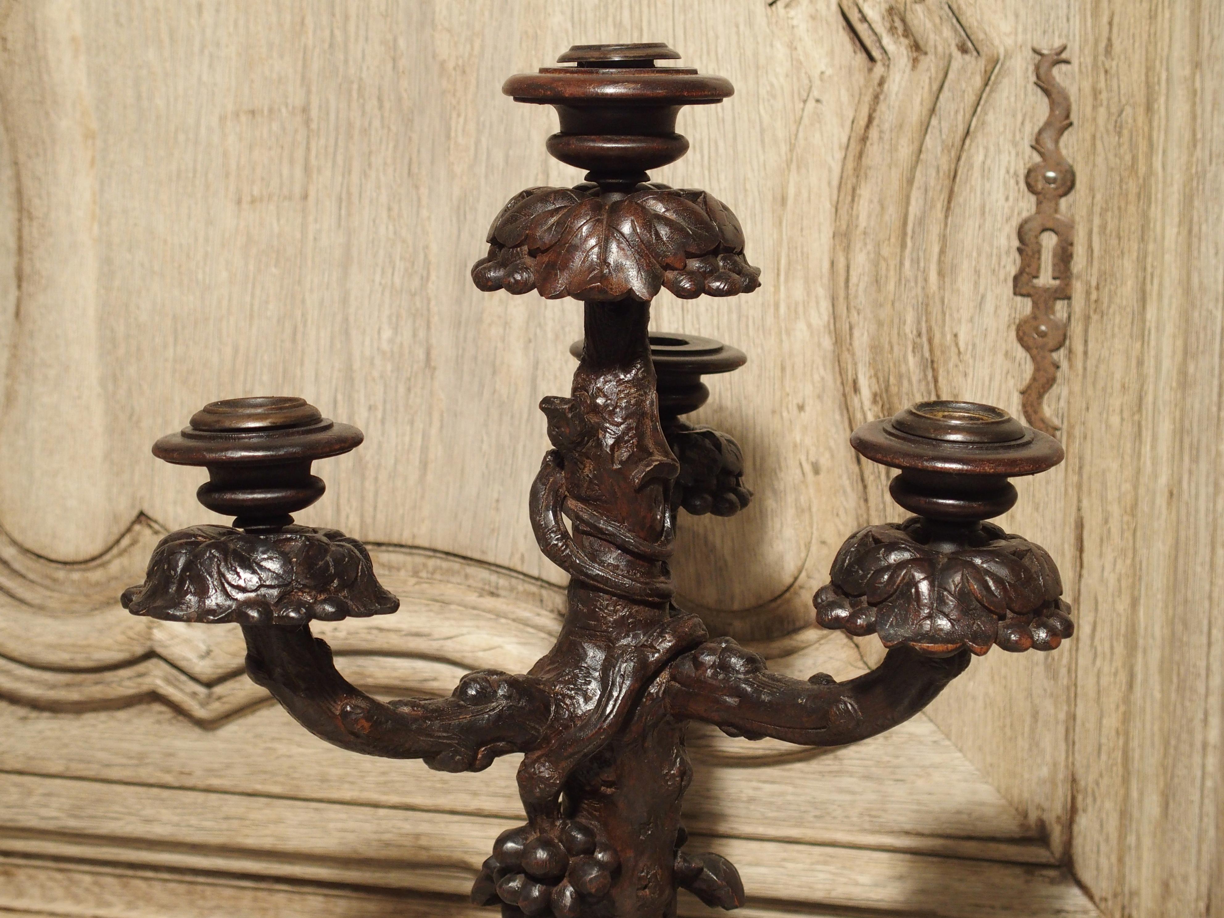 Pair of Unusual 19th Century Black Forest Candelabras 12