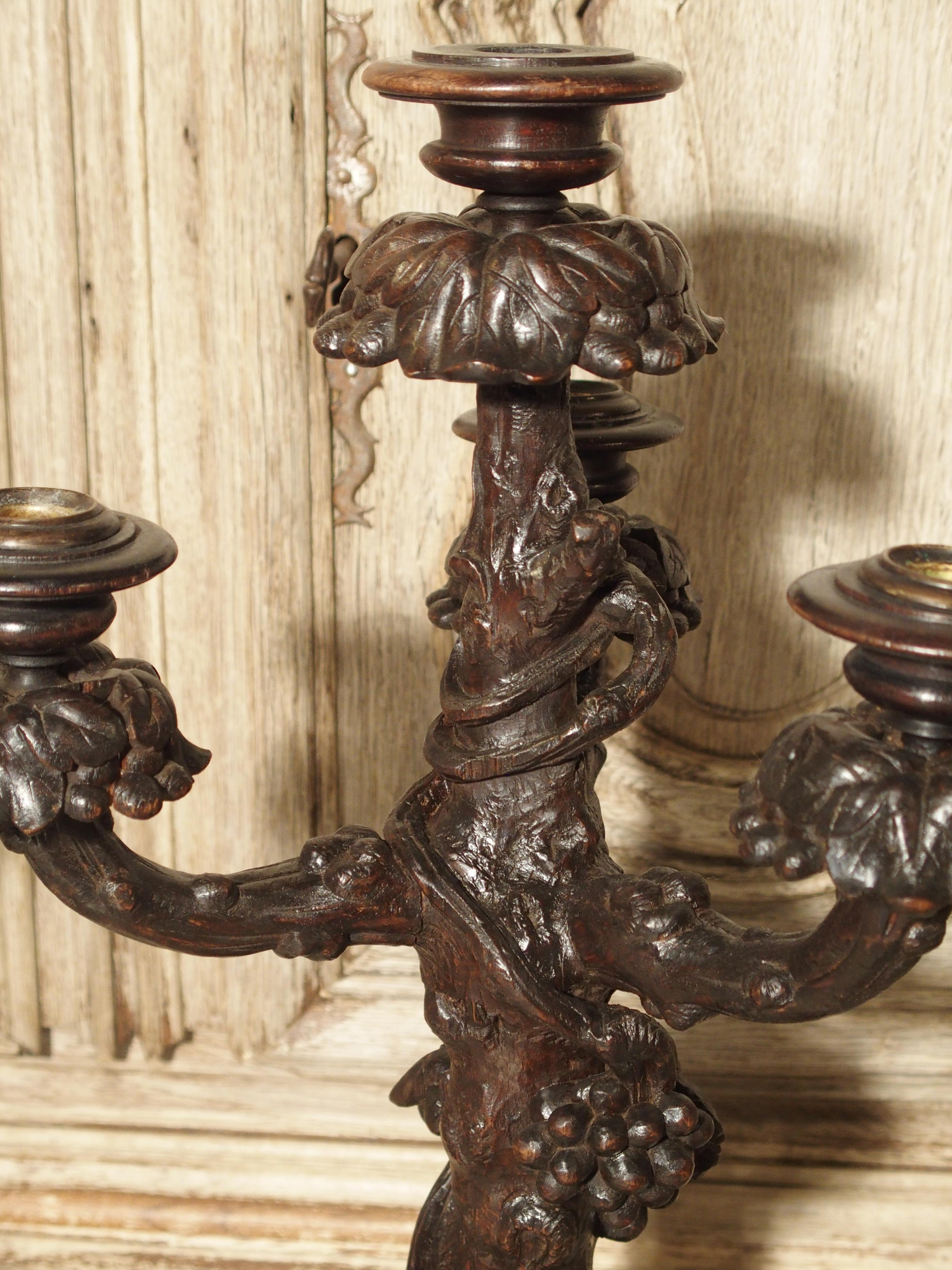 Pair of Unusual 19th Century Black Forest Candelabras 1