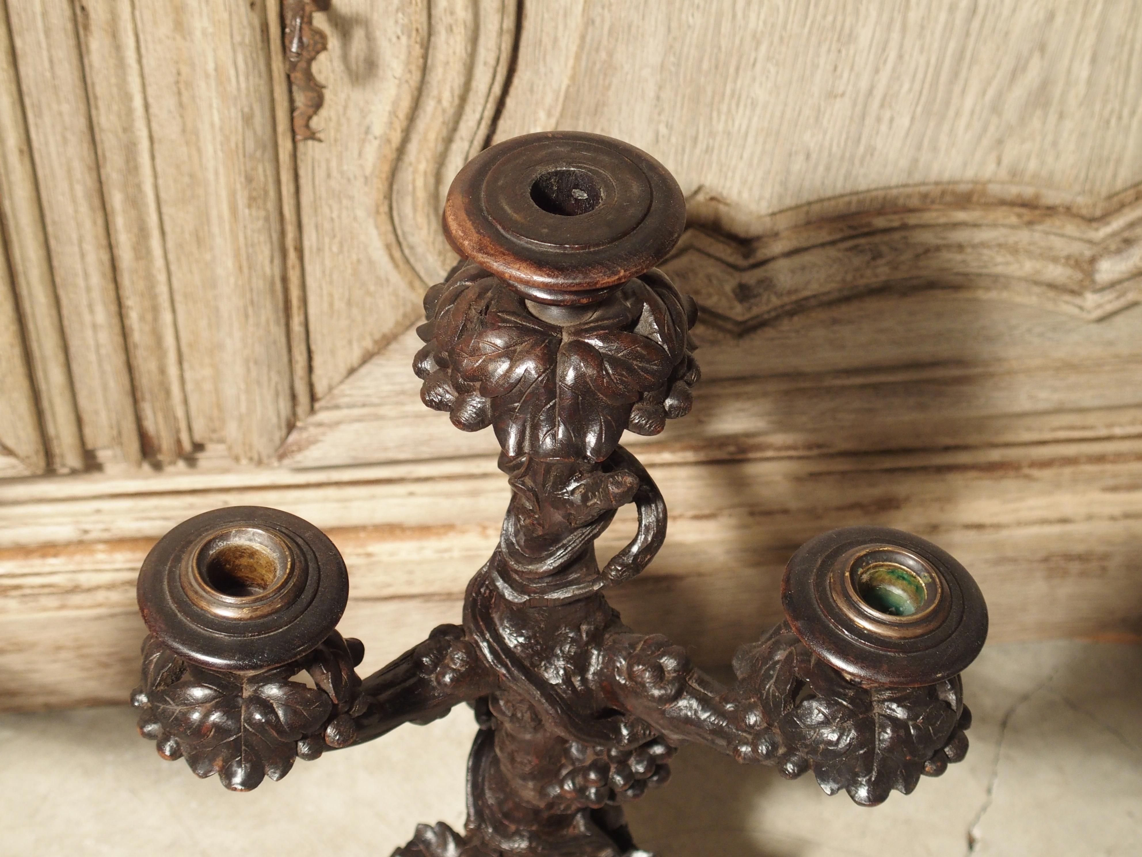 Pair of Unusual 19th Century Black Forest Candelabras 3
