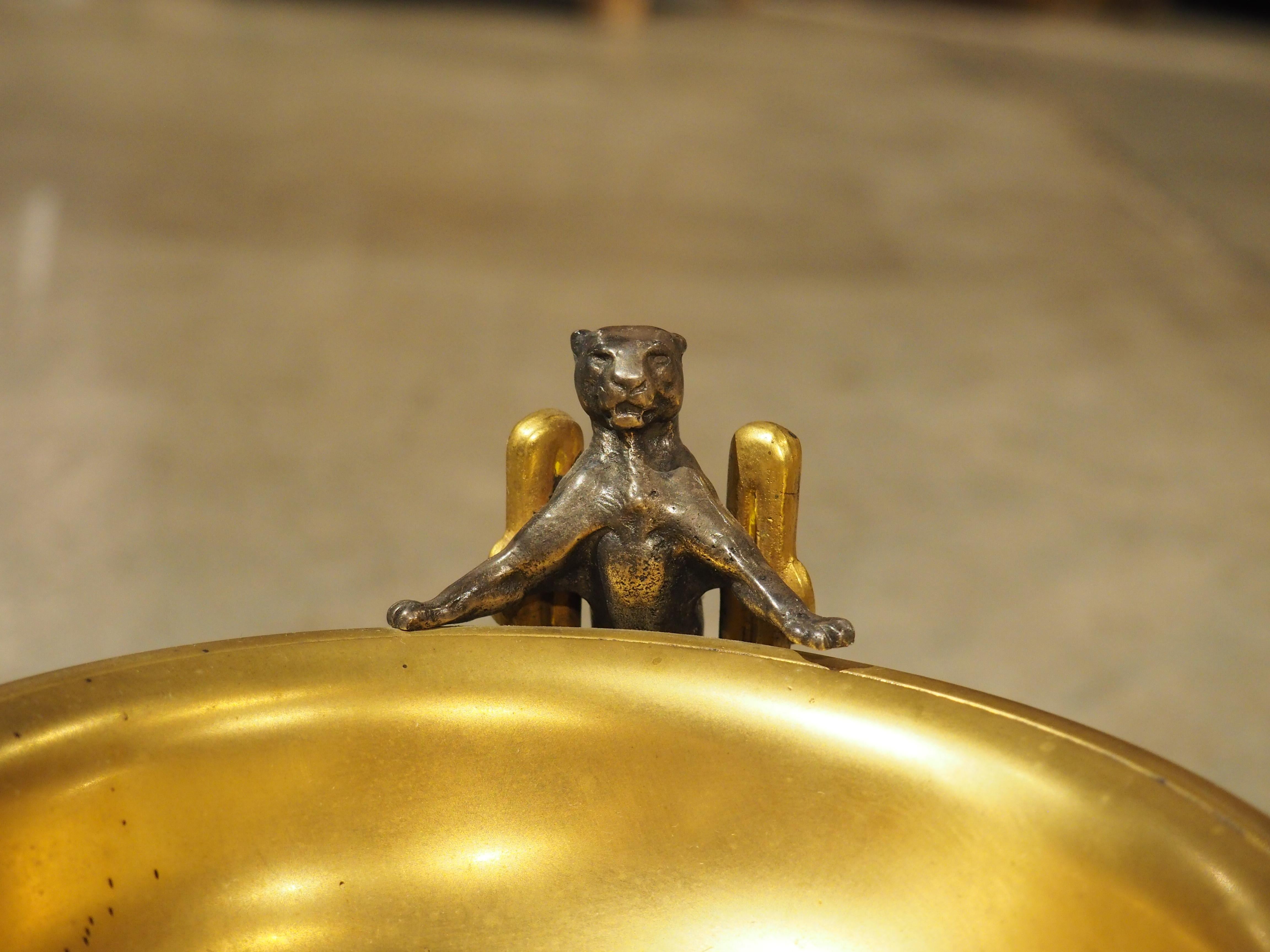 Coppia di insolite tazze francesi in bronzo del XIX secolo, Décor Panthère in vendita 6