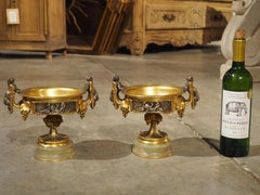 Pair of Unusual 19th Century French Bronze Tazzas, Décor Panthère