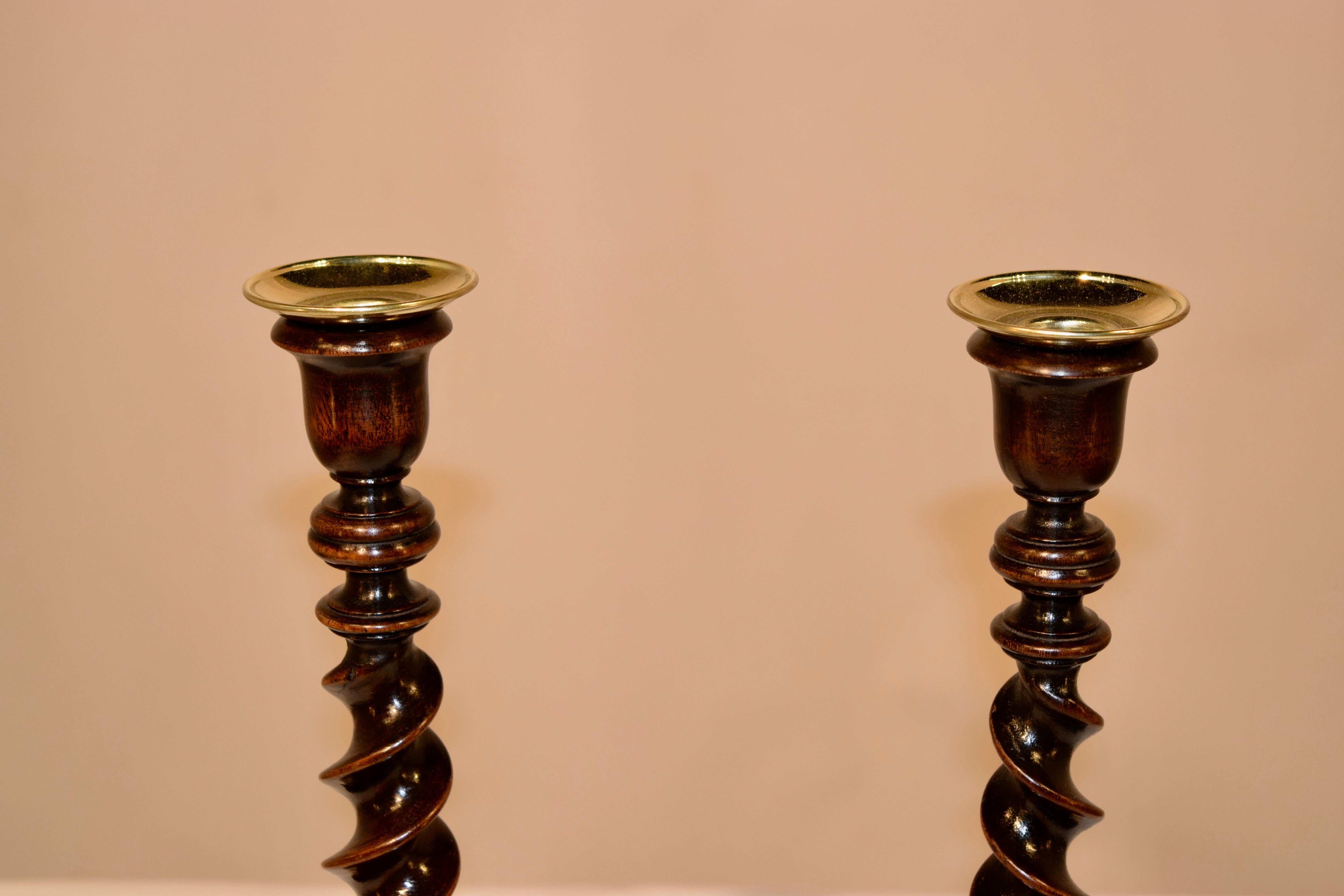 Victorian Pair of Unusual 19th Century Ribbon Candlesticks