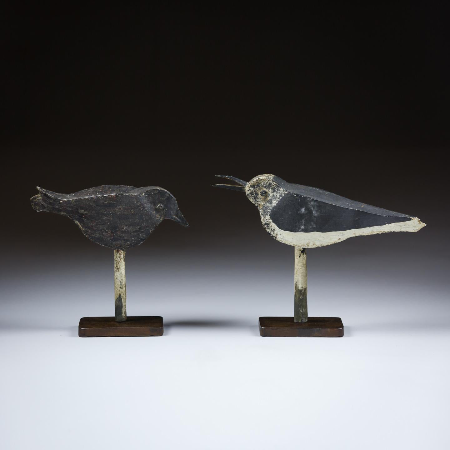 French Pair of Unusual 20th Century Zinc Shorebird Decoys