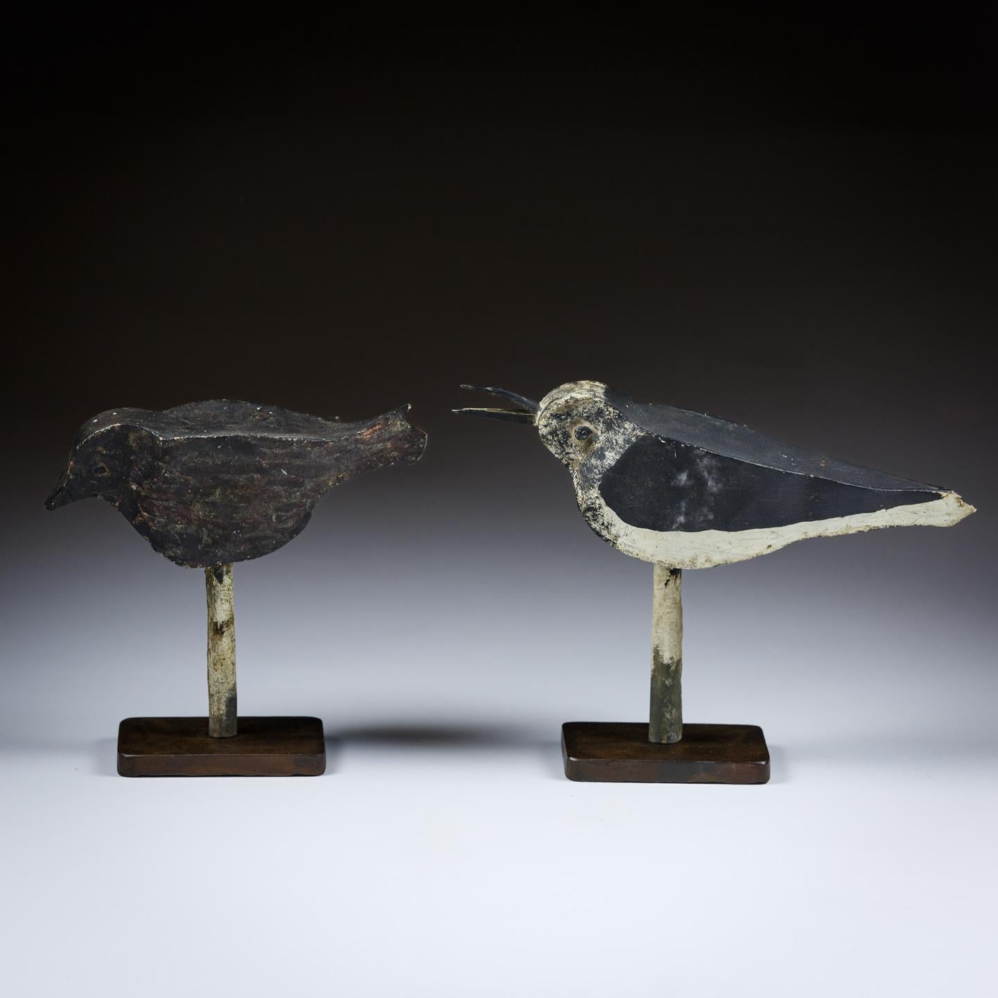 Pair of Unusual 20th Century Zinc Shorebird Decoys In Fair Condition In Pease pottage, West Sussex