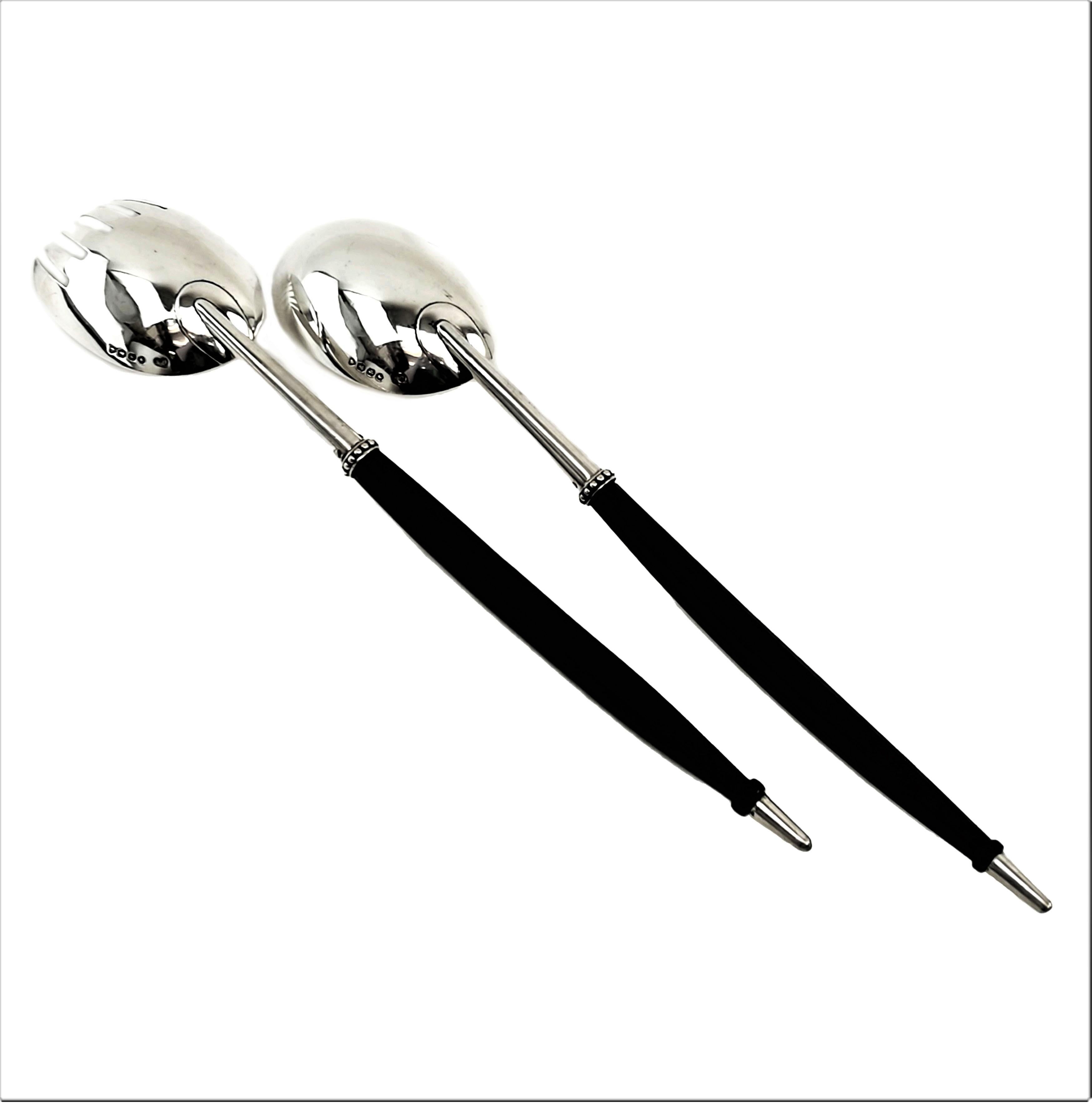Late 19th Century Pair of Unusual Antique Victorian Salad Servers London 1874 George Adams For Sale