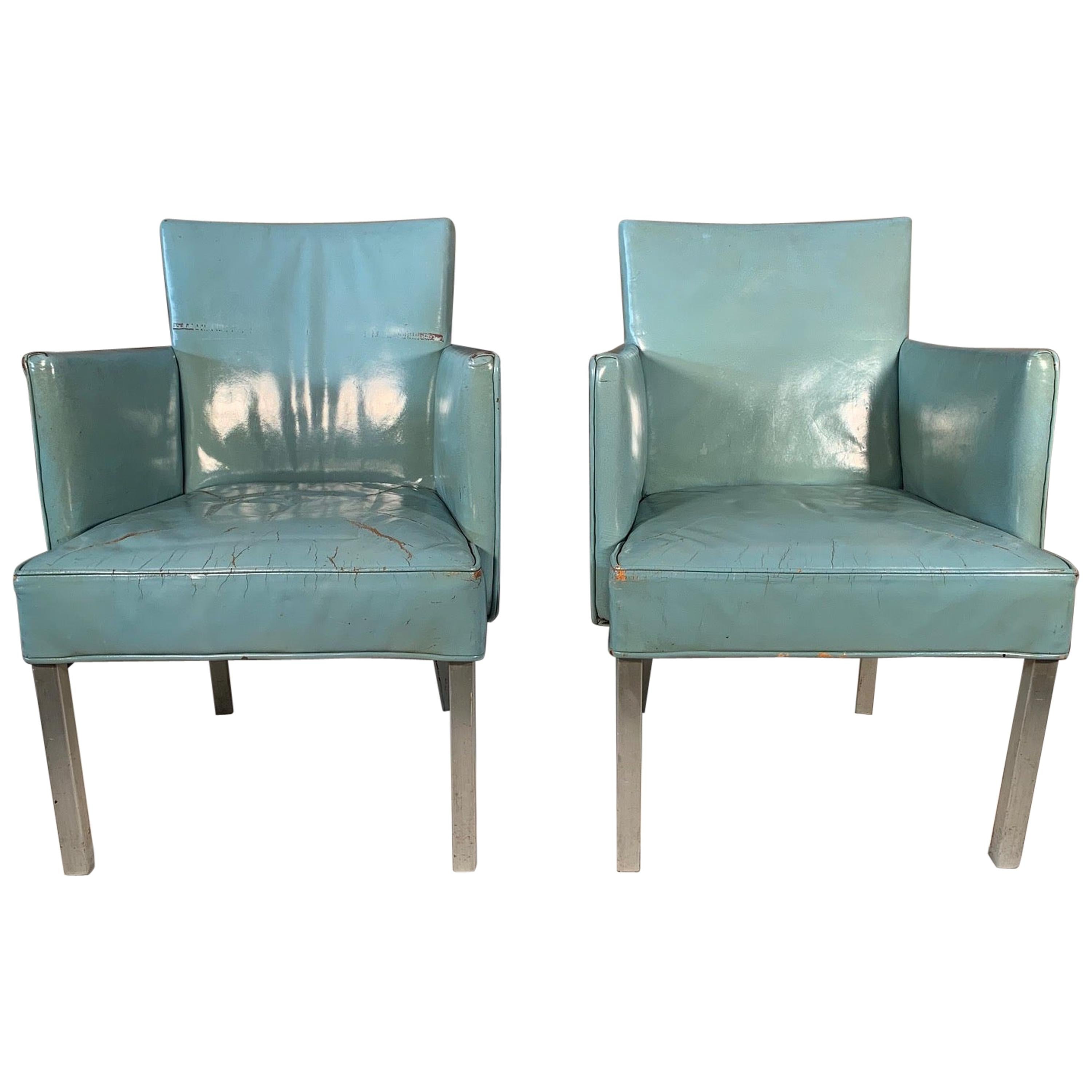 Pair of Unusual Armchairs from S.S. United States Ocean Liner For Sale