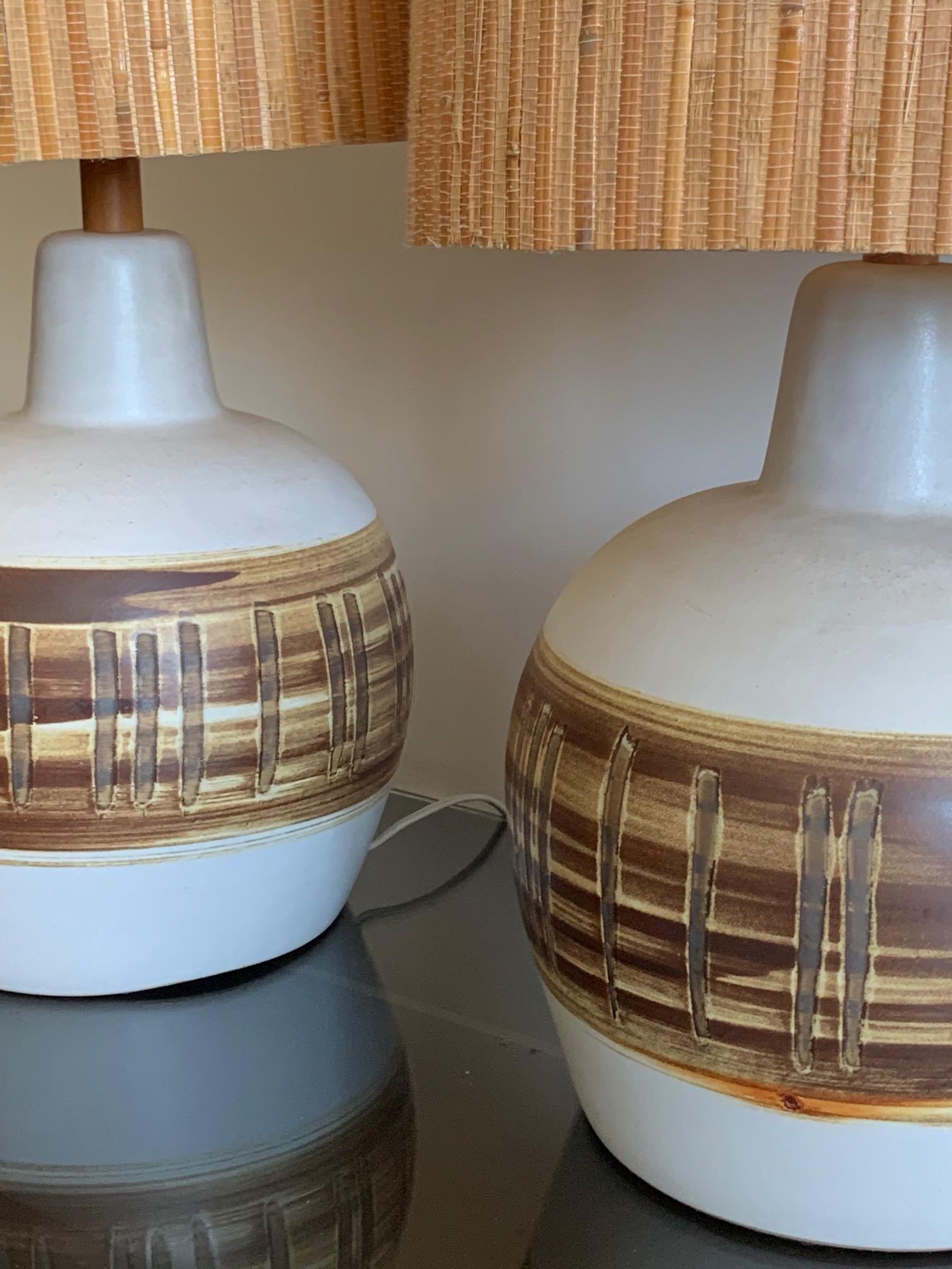 Pair of Unusual Ceramic Lamps by Gordon Martz 4