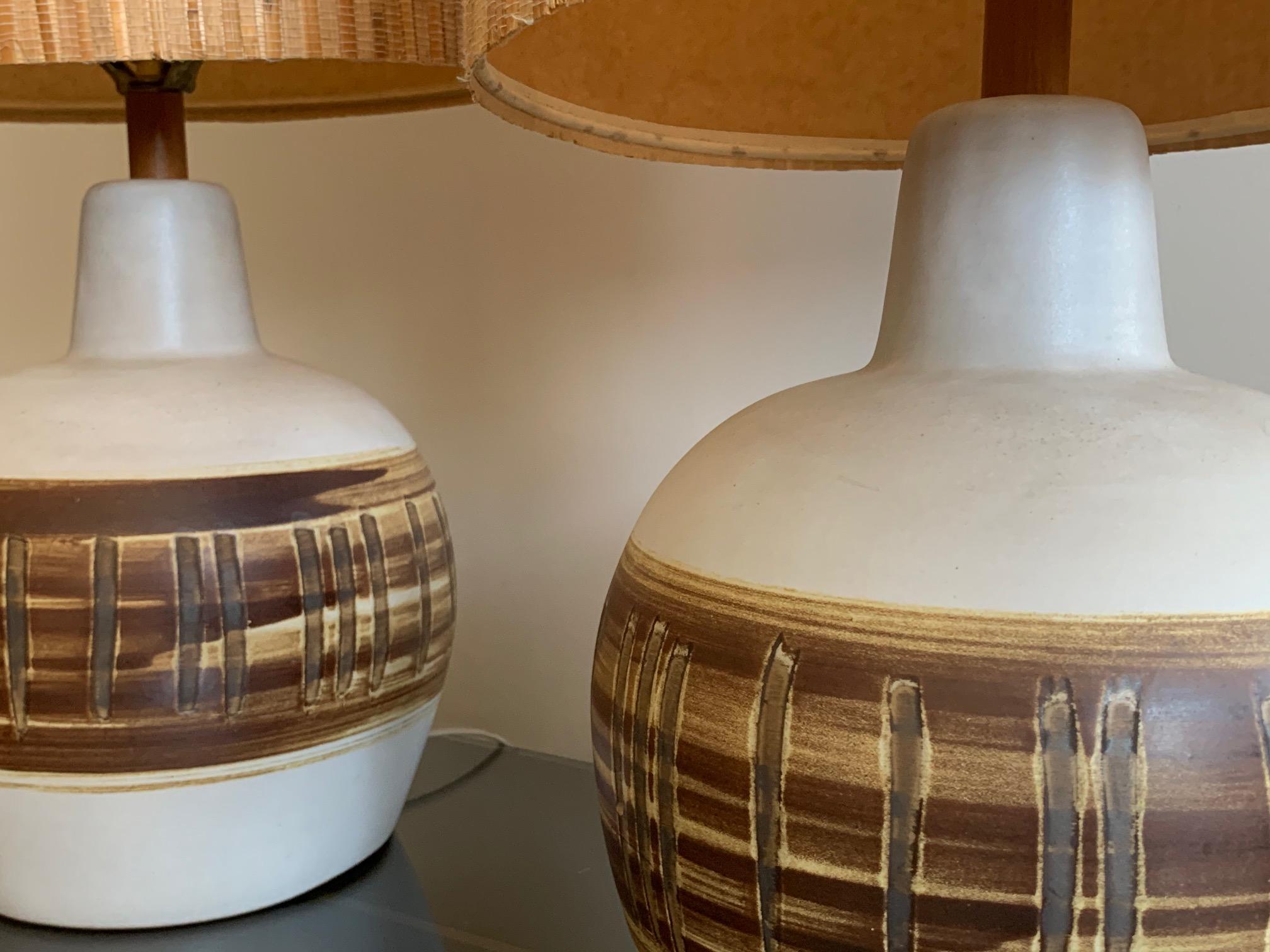 Pair of Unusual Ceramic Lamps by Gordon Martz 5