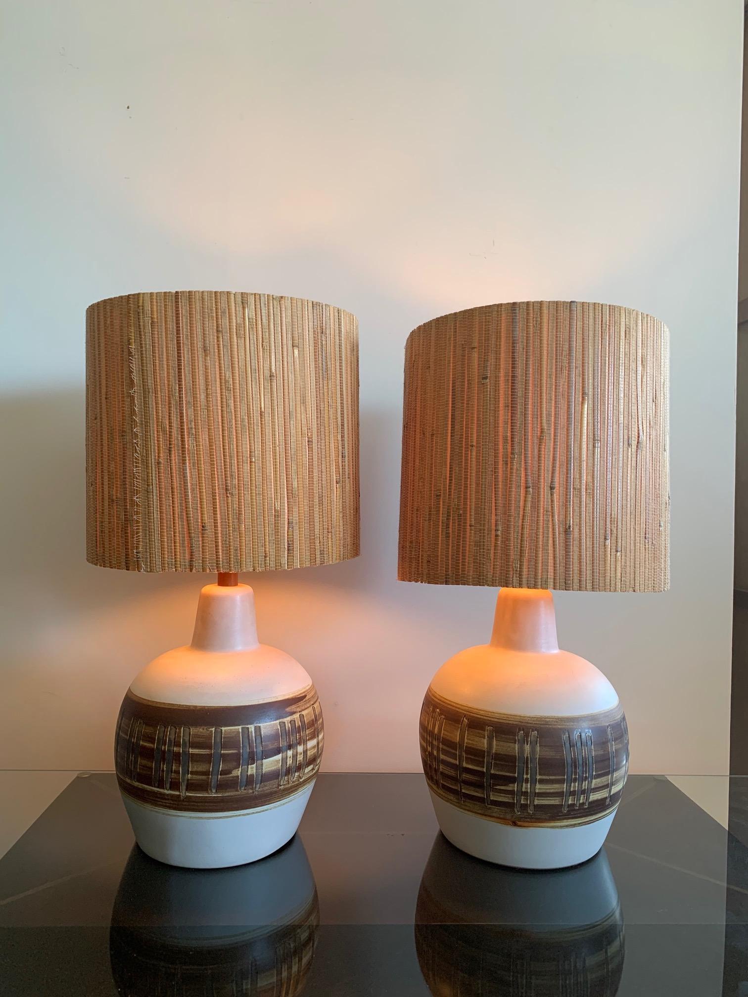 American Pair of Unusual Ceramic Lamps by Gordon Martz