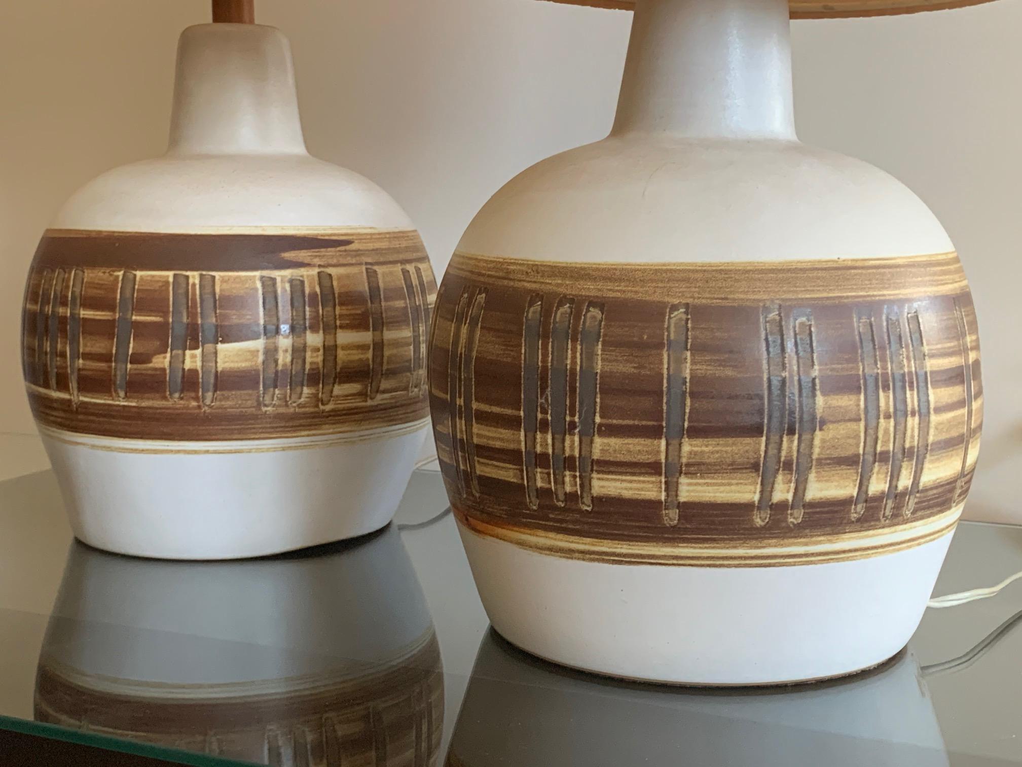Pair of Unusual Ceramic Lamps by Gordon Martz In Good Condition In St.Petersburg, FL
