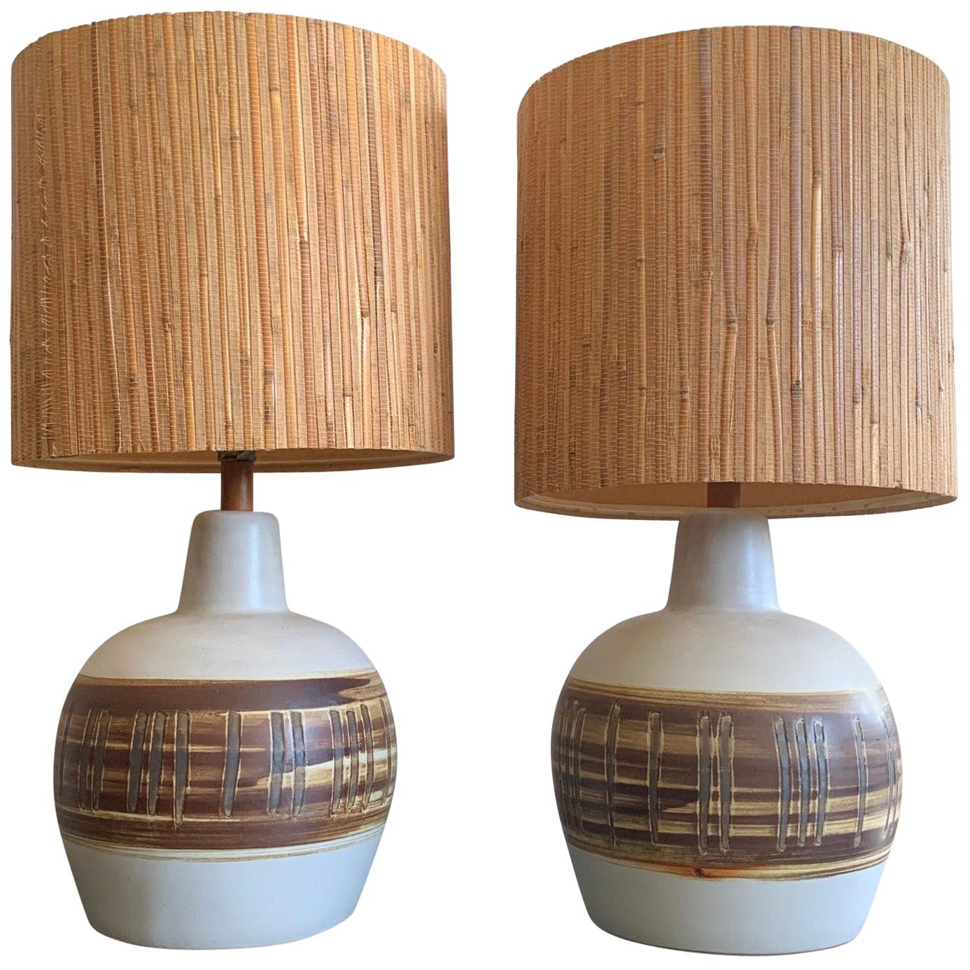 Pair of Unusual Ceramic Lamps by Gordon Martz