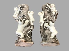 Pair of Unusual Chinese Porcelain Vases with Molded One Hundred Boys Decoration